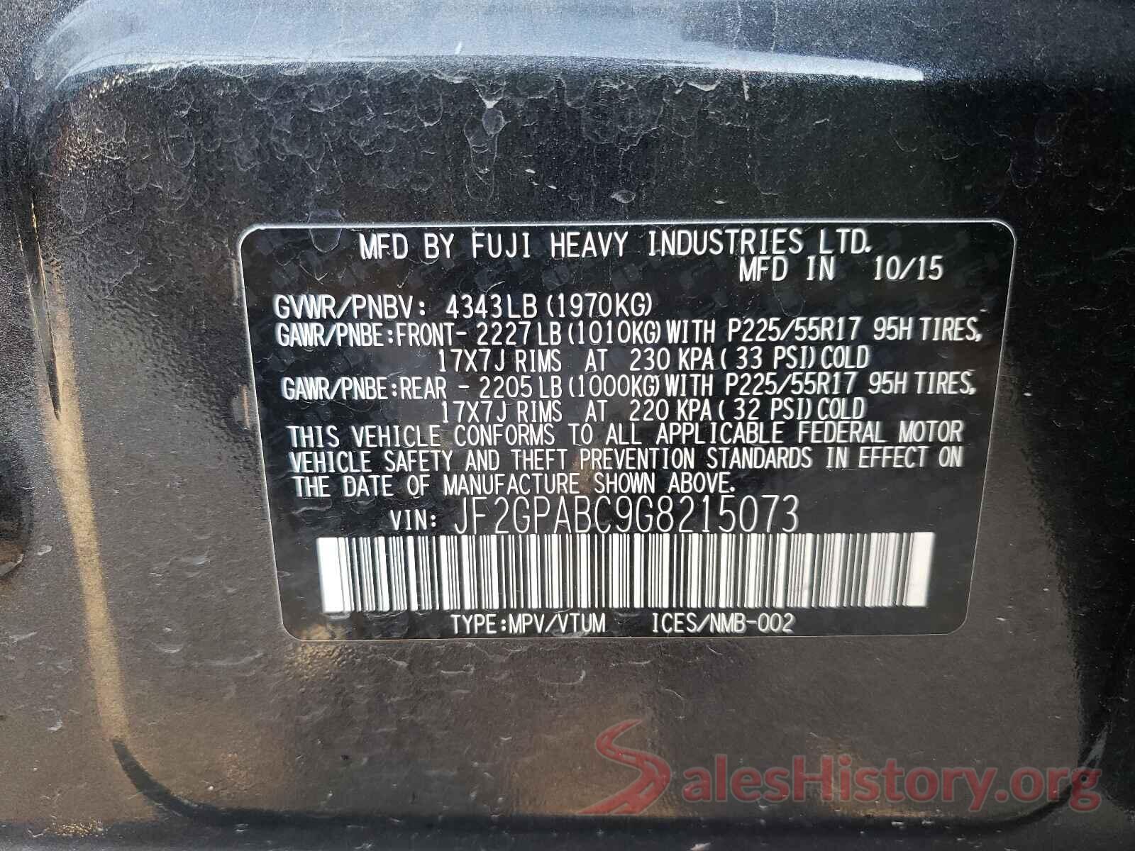 JF2GPABC9G8215073 2016 SUBARU CROSSTREK