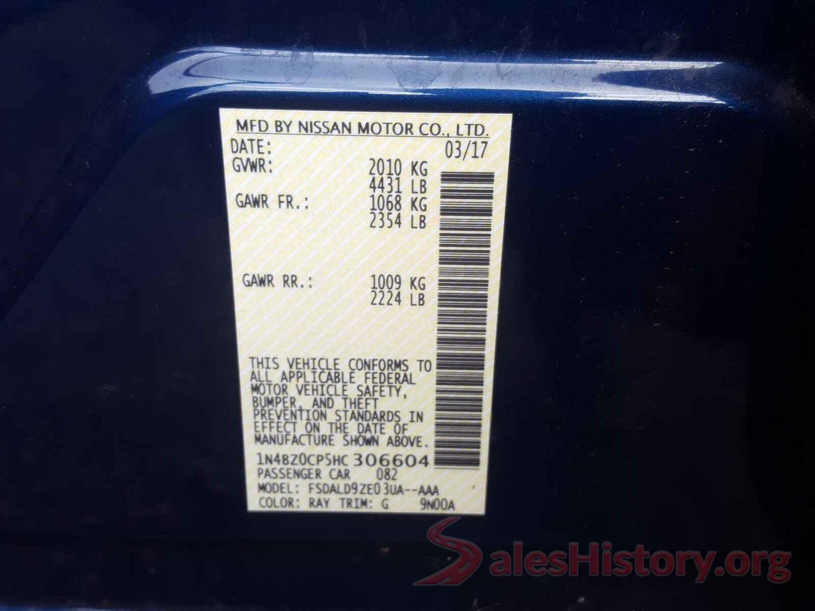 1N4BZ0CP5HC306604 2017 NISSAN LEAF