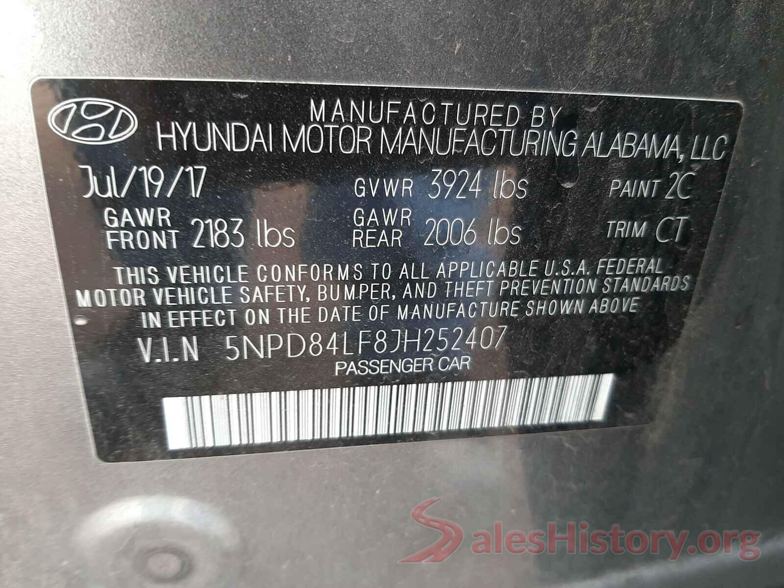 5NPD84LF8JH252407 2018 HYUNDAI ELANTRA