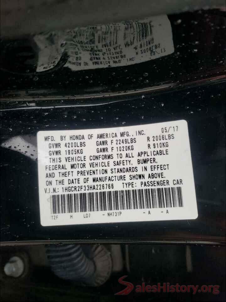 1HGCR2F33HA226766 2017 HONDA ACCORD