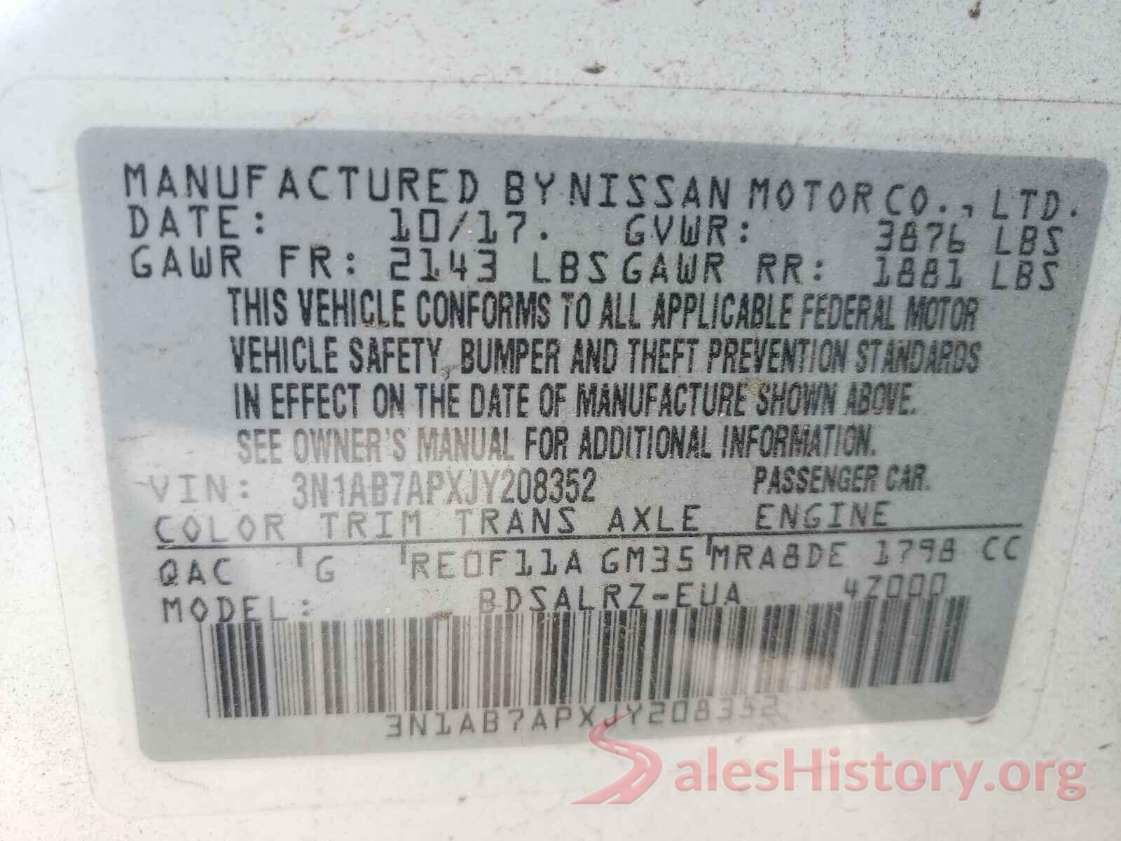 3N1AB7APXJY208352 2018 NISSAN SENTRA