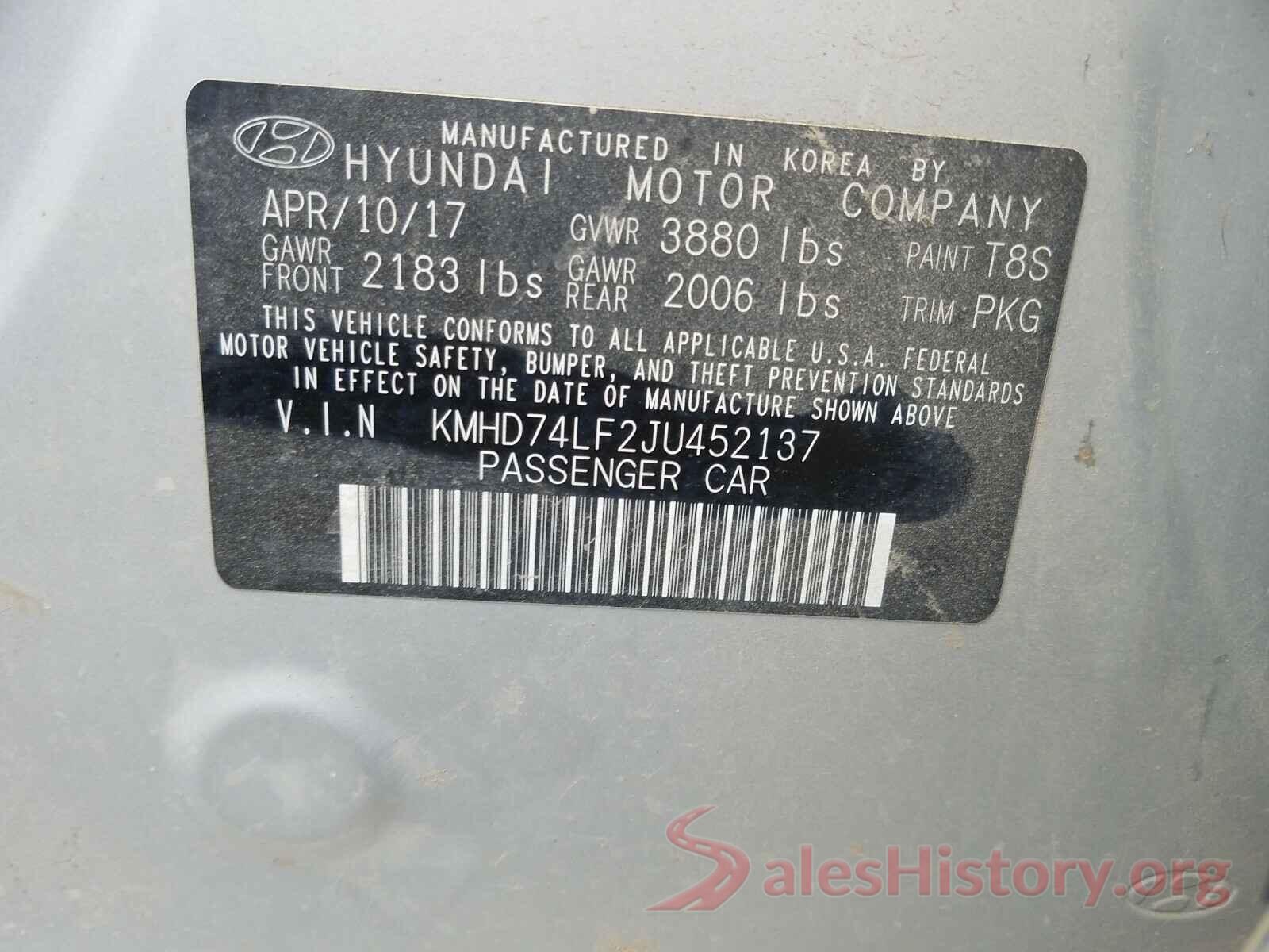 KMHD74LF2JU452137 2018 HYUNDAI ELANTRA