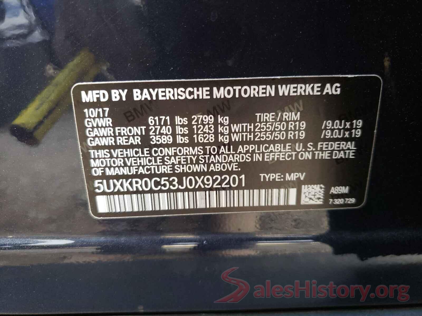 5UXKR0C53J0X92201 2018 BMW X5