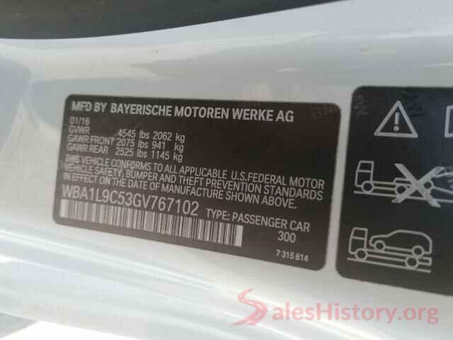 WBA1L9C53GV767102 2016 BMW 2 SERIES