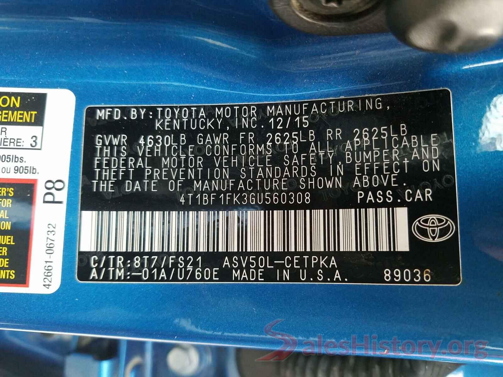 4T1BF1FK3GU560308 2016 TOYOTA CAMRY