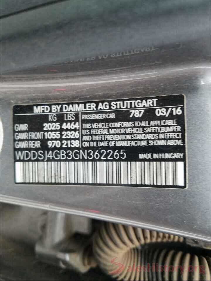 WDDSJ4GB3GN362265 2016 MERCEDES-BENZ C CLASS