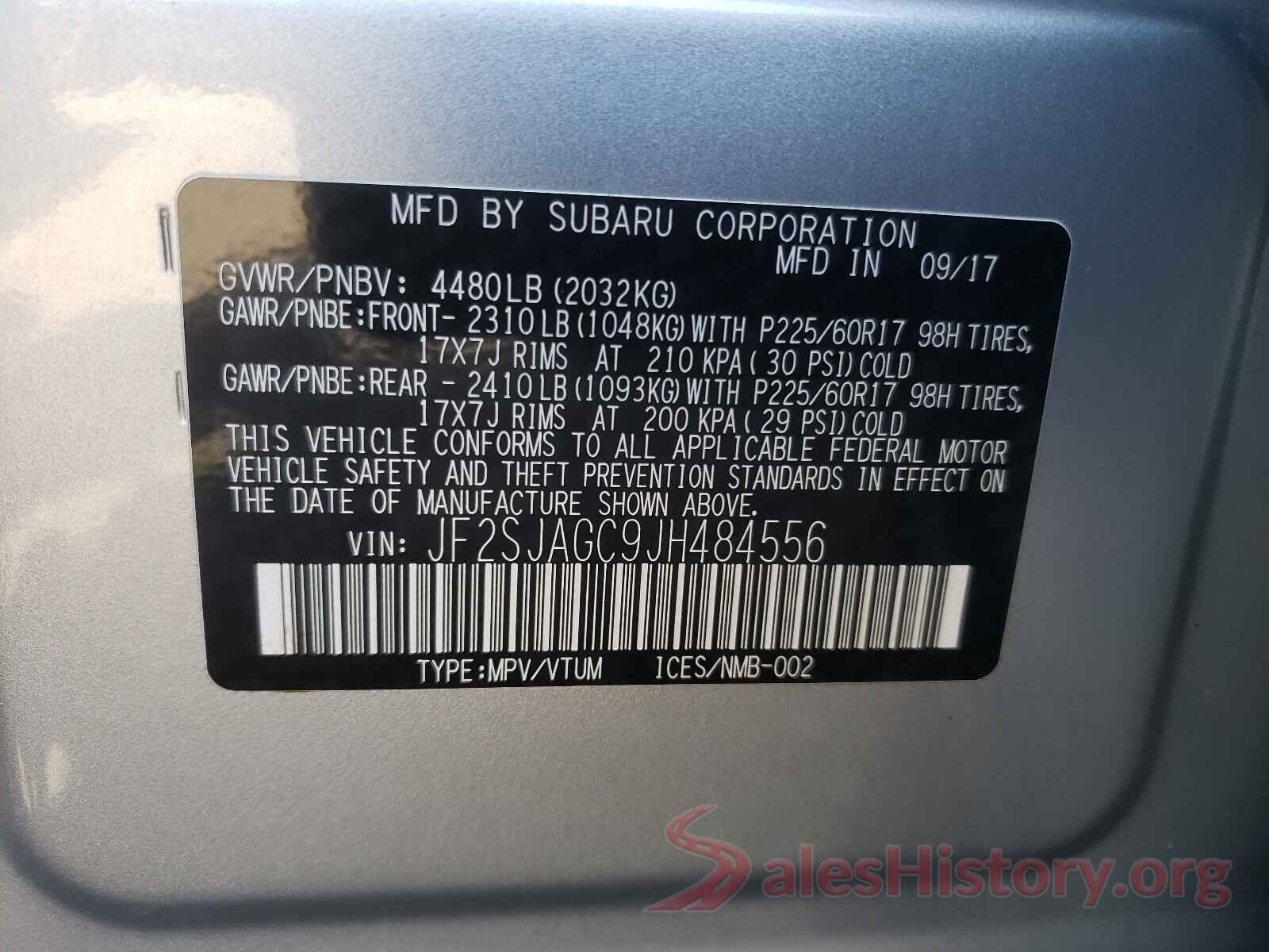 JF2SJAGC9JH484556 2018 SUBARU FORESTER