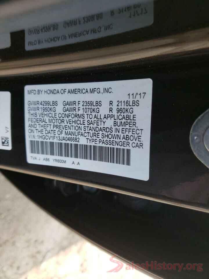 1HGCV1F13JA046682 2018 HONDA ACCORD