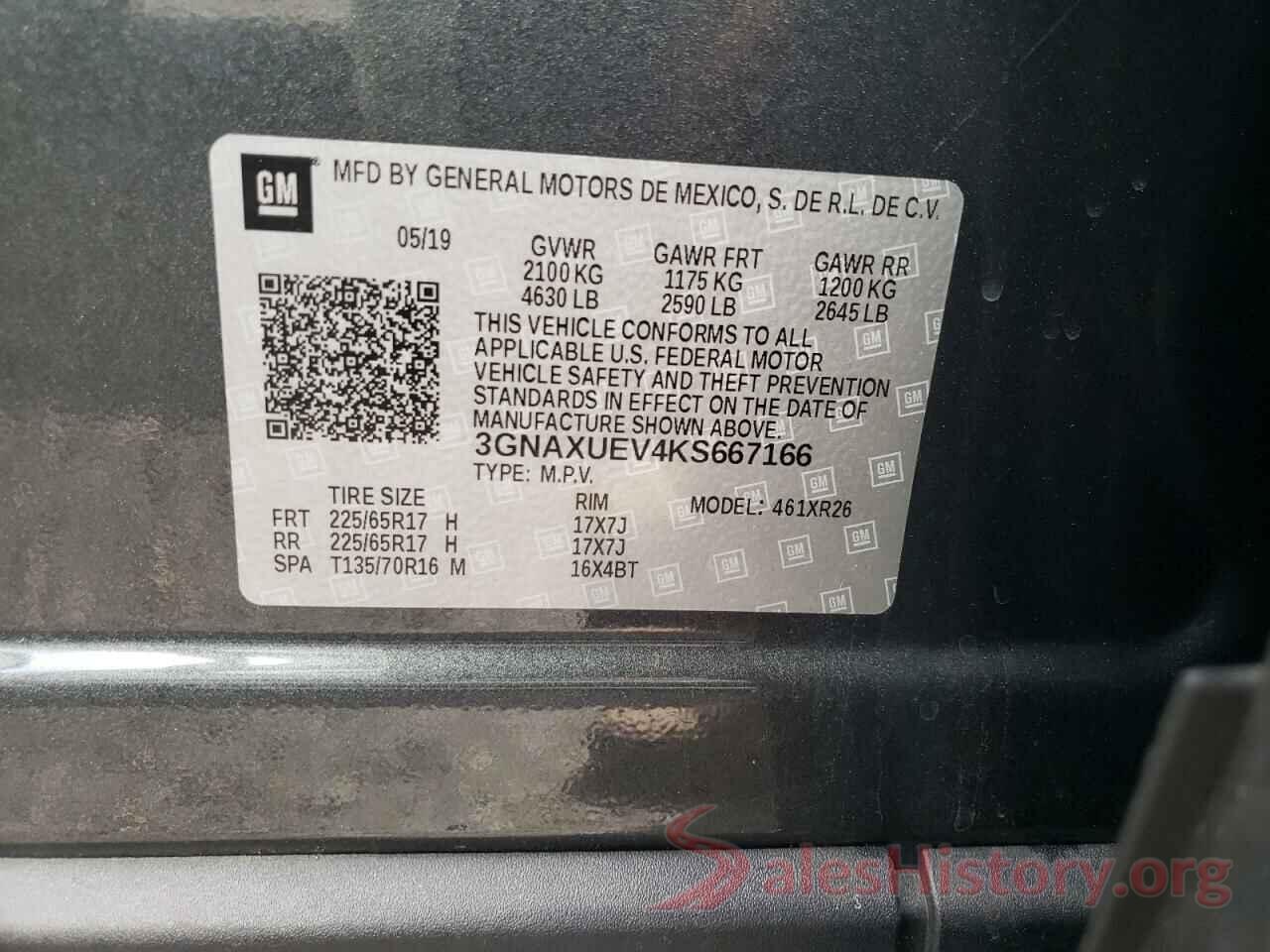 3GNAXUEV4KS667166 2019 CHEVROLET EQUINOX