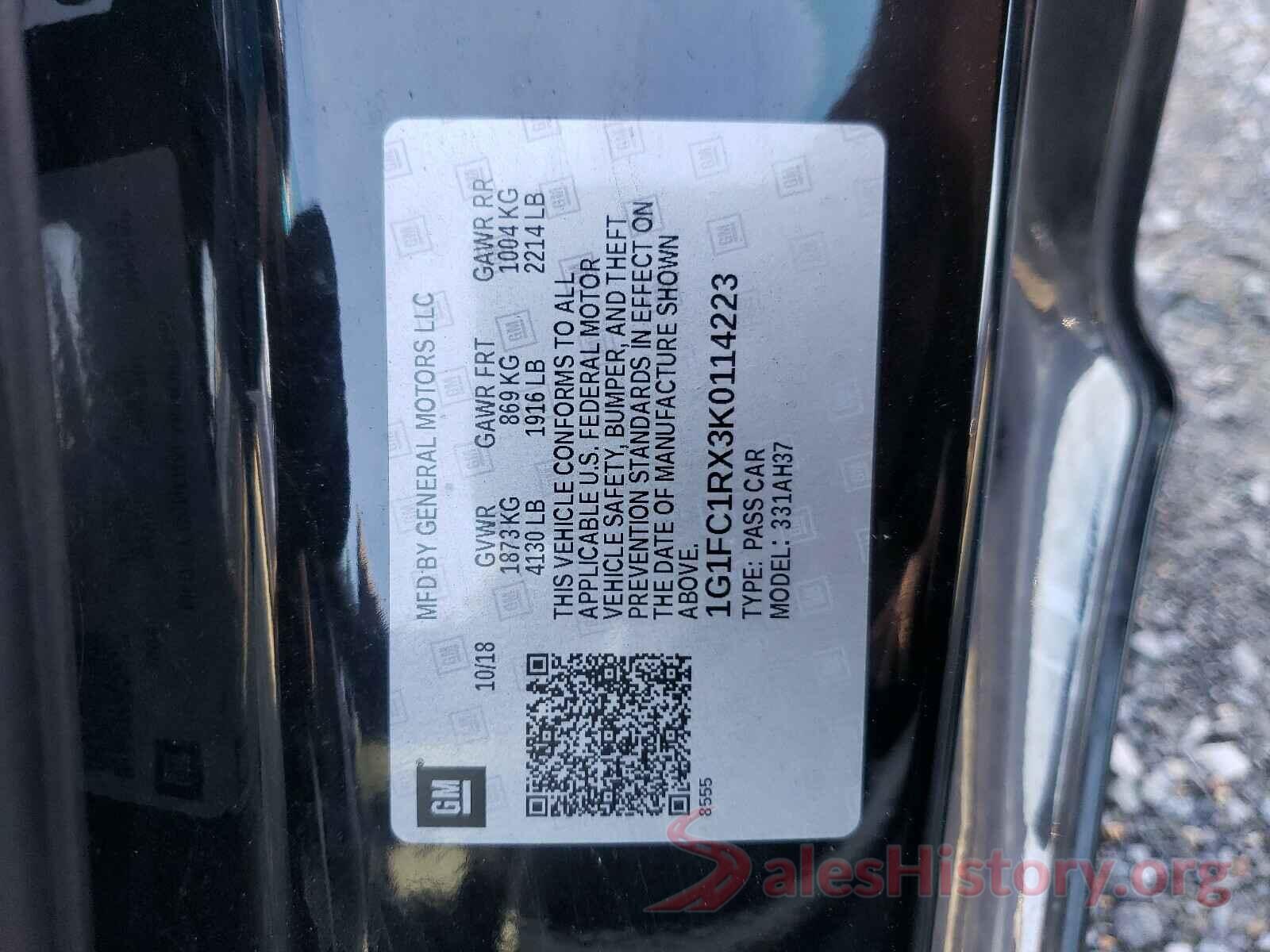 1G1FC1RX3K0114223 2019 CHEVROLET CAMARO