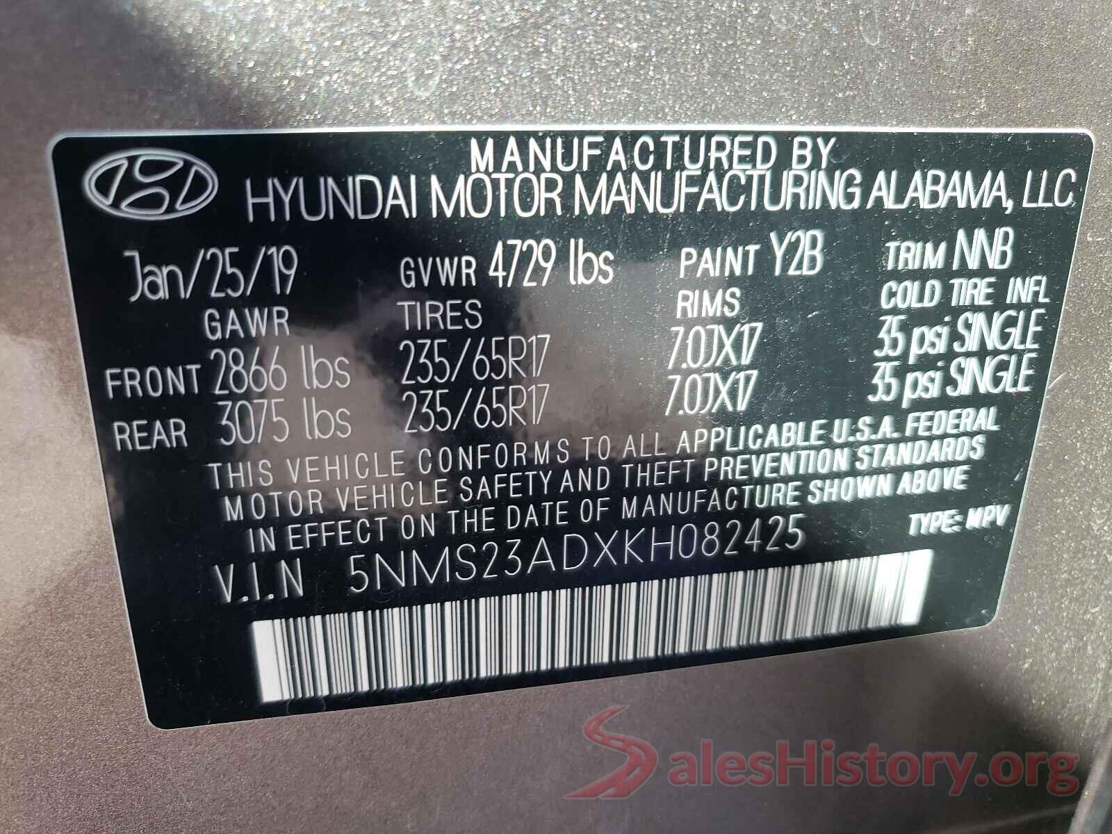 5NMS23ADXKH082425 2019 HYUNDAI SANTA FE