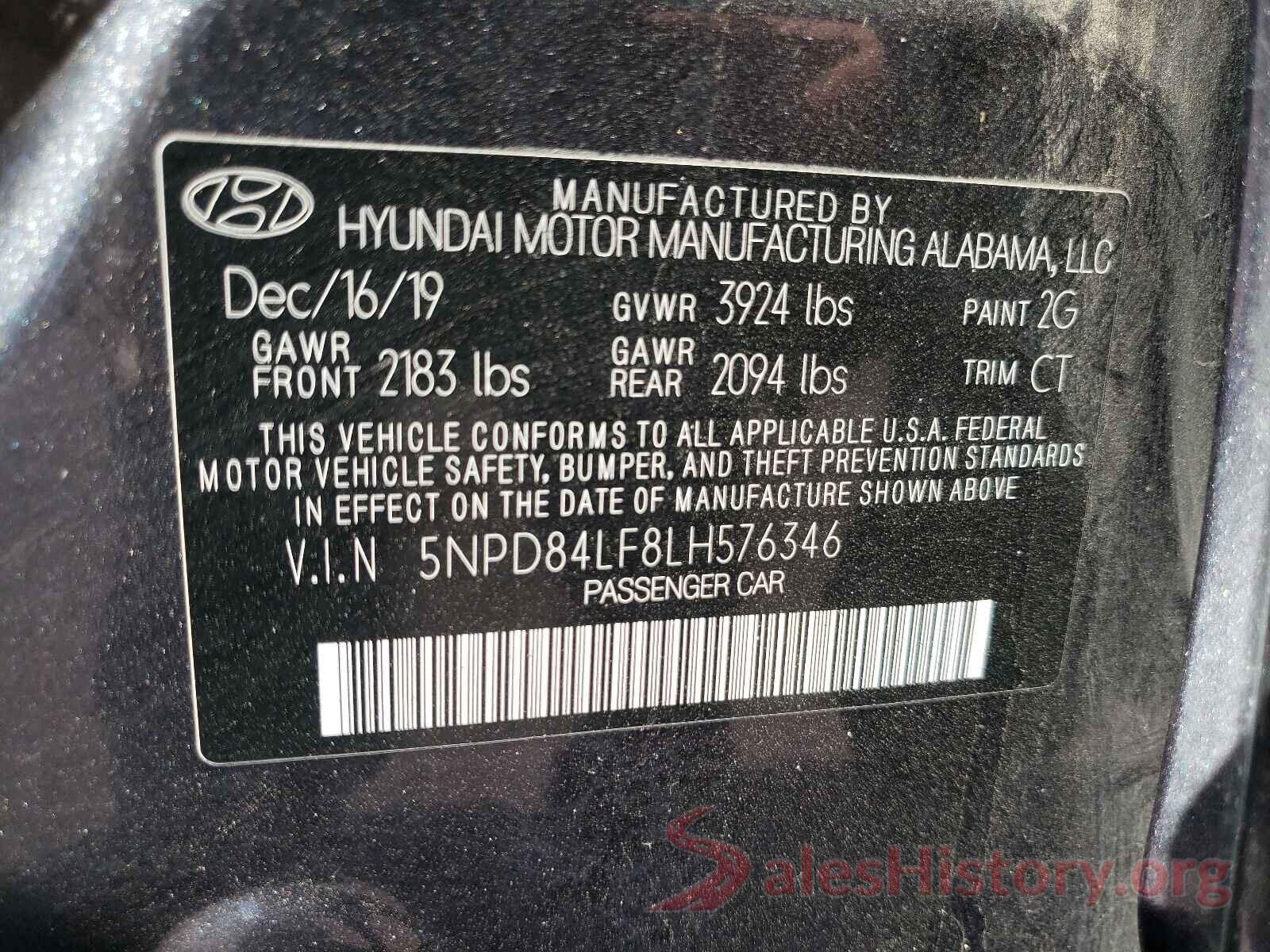 5NPD84LF8LH576346 2020 HYUNDAI ELANTRA