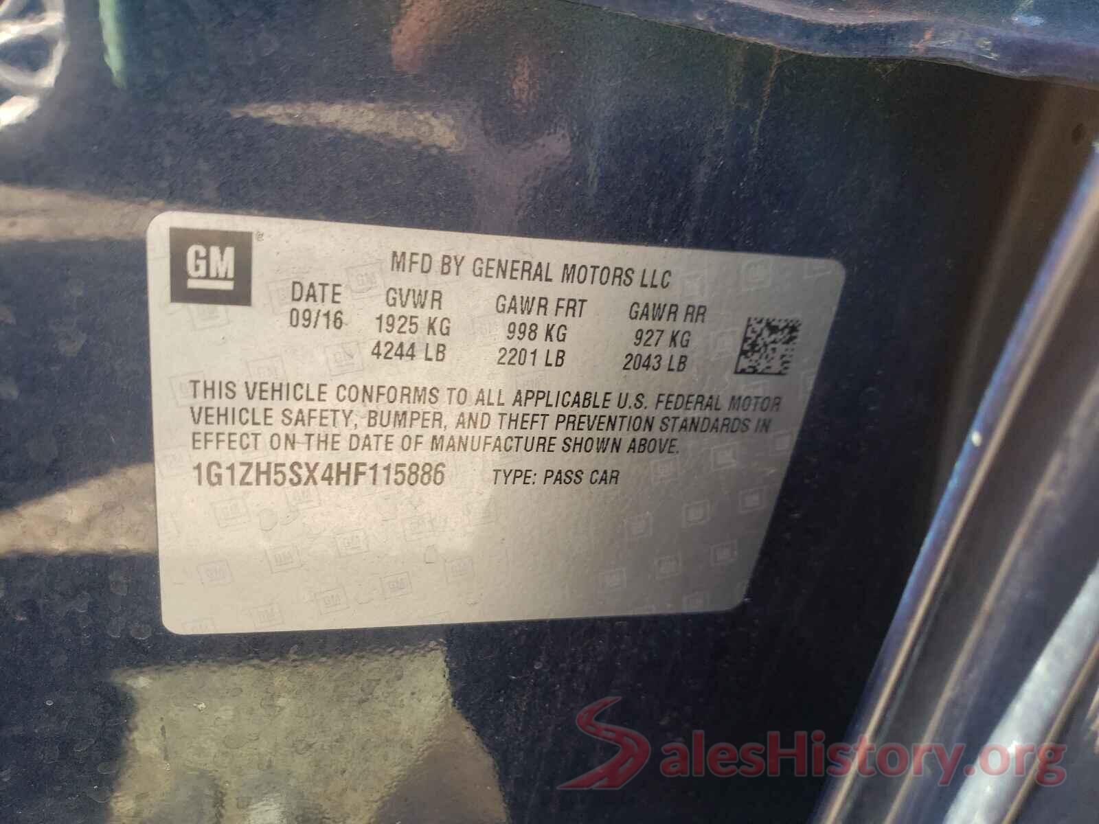 1G1ZH5SX4HF115886 2017 CHEVROLET MALIBU