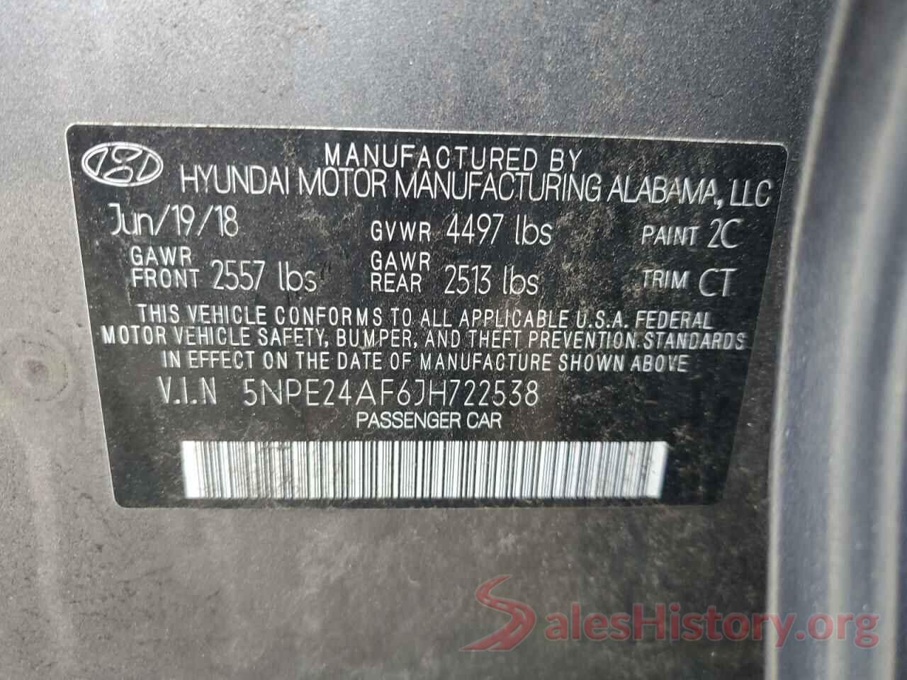 5NPE24AF6JH722538 2018 HYUNDAI SONATA