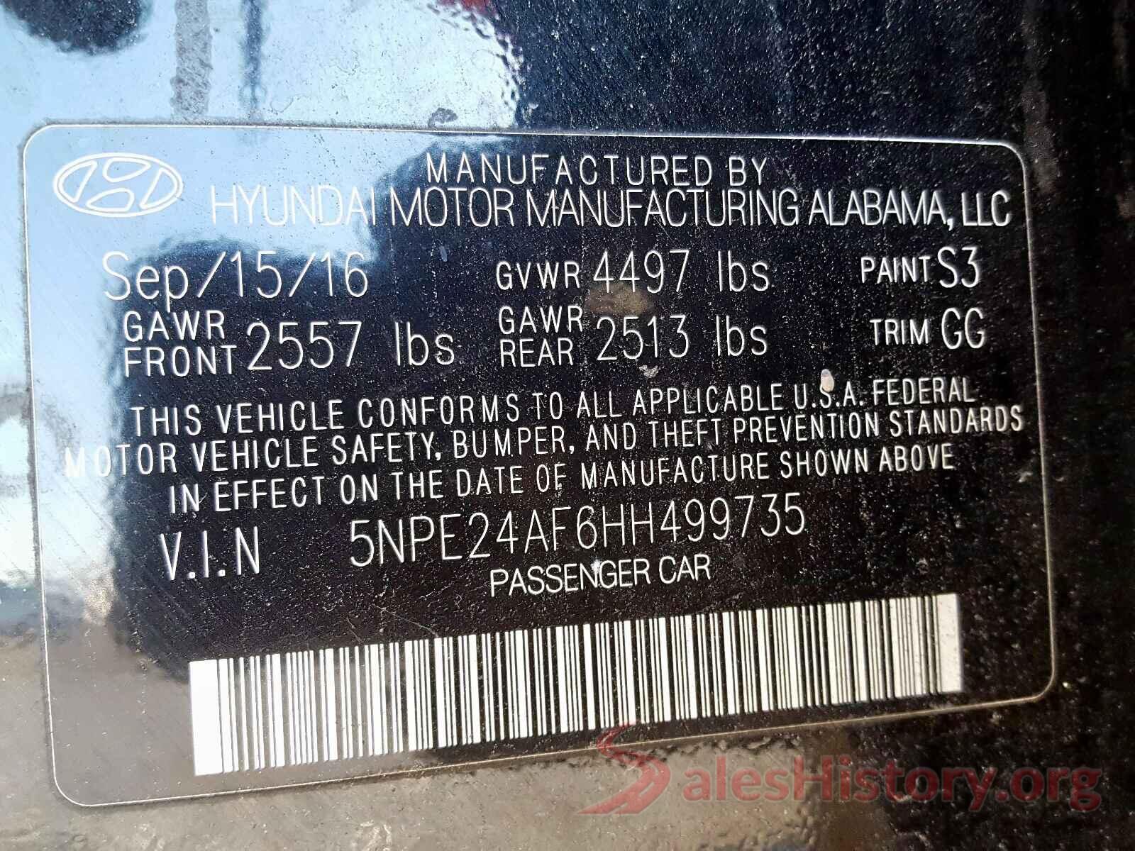 5NPE24AF6HH499735 2017 HYUNDAI SONATA