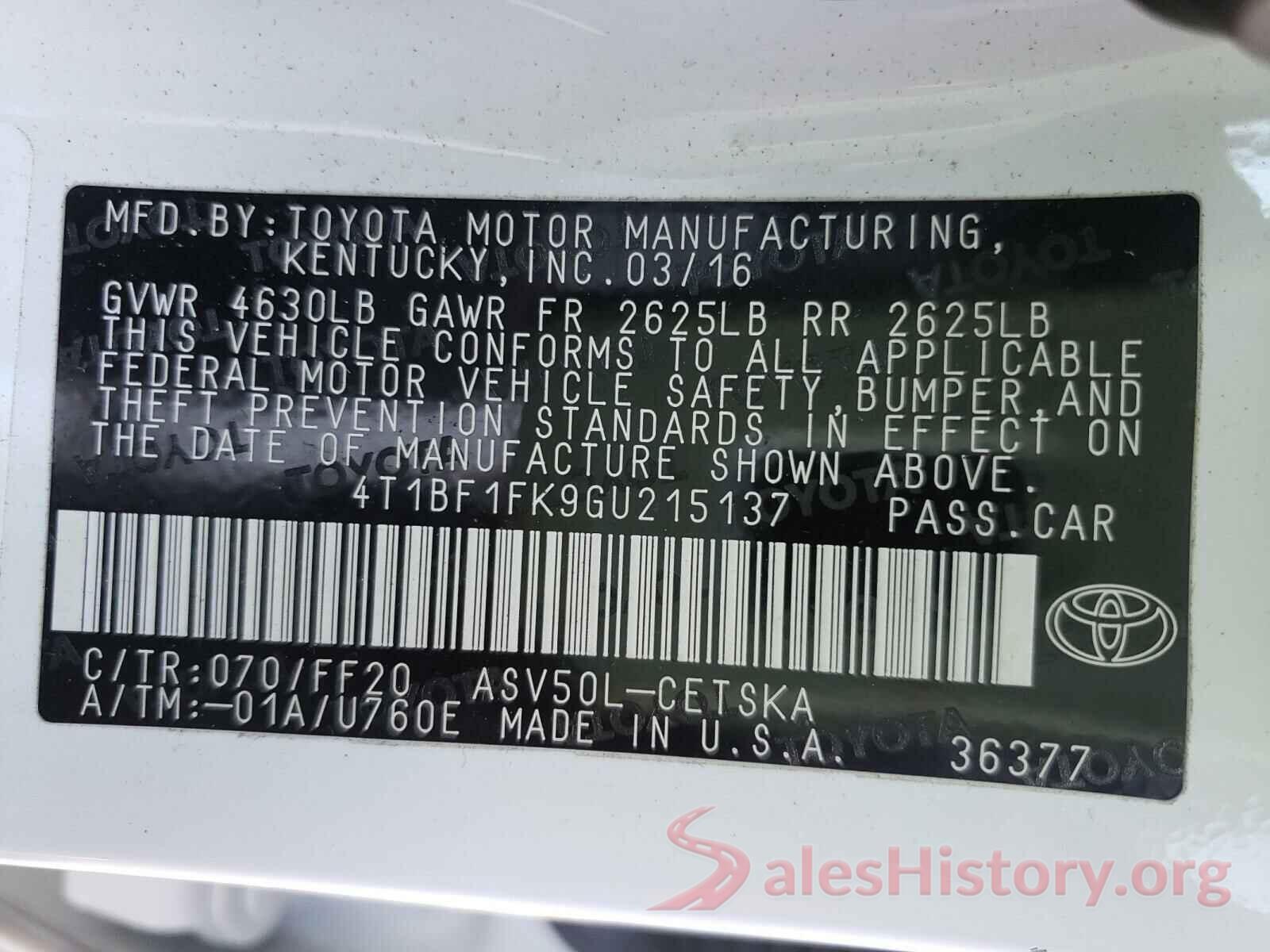 4T1BF1FK9GU215137 2016 TOYOTA CAMRY