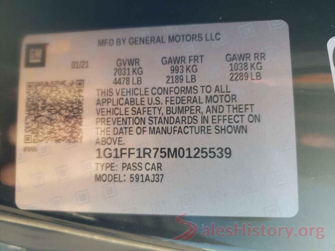 1G1FF1R75M0125539 2021 CHEVROLET CAMARO