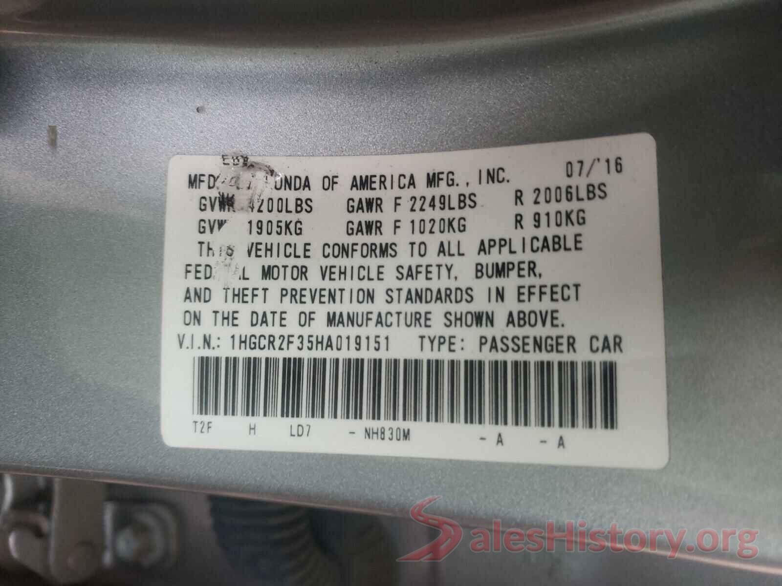 1HGCR2F35HA019151 2017 HONDA ACCORD