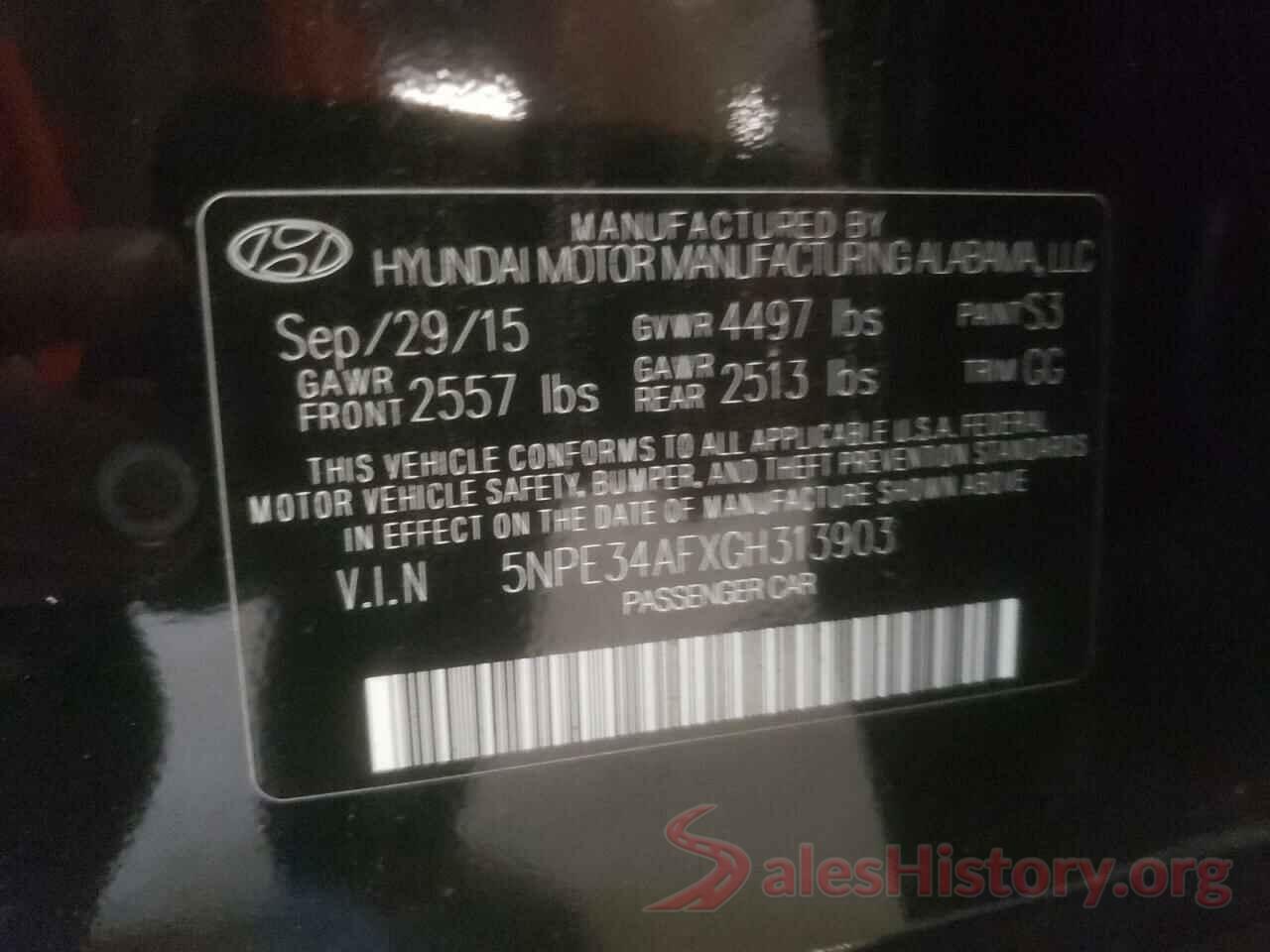 5NPE34AFXGH313903 2016 HYUNDAI SONATA