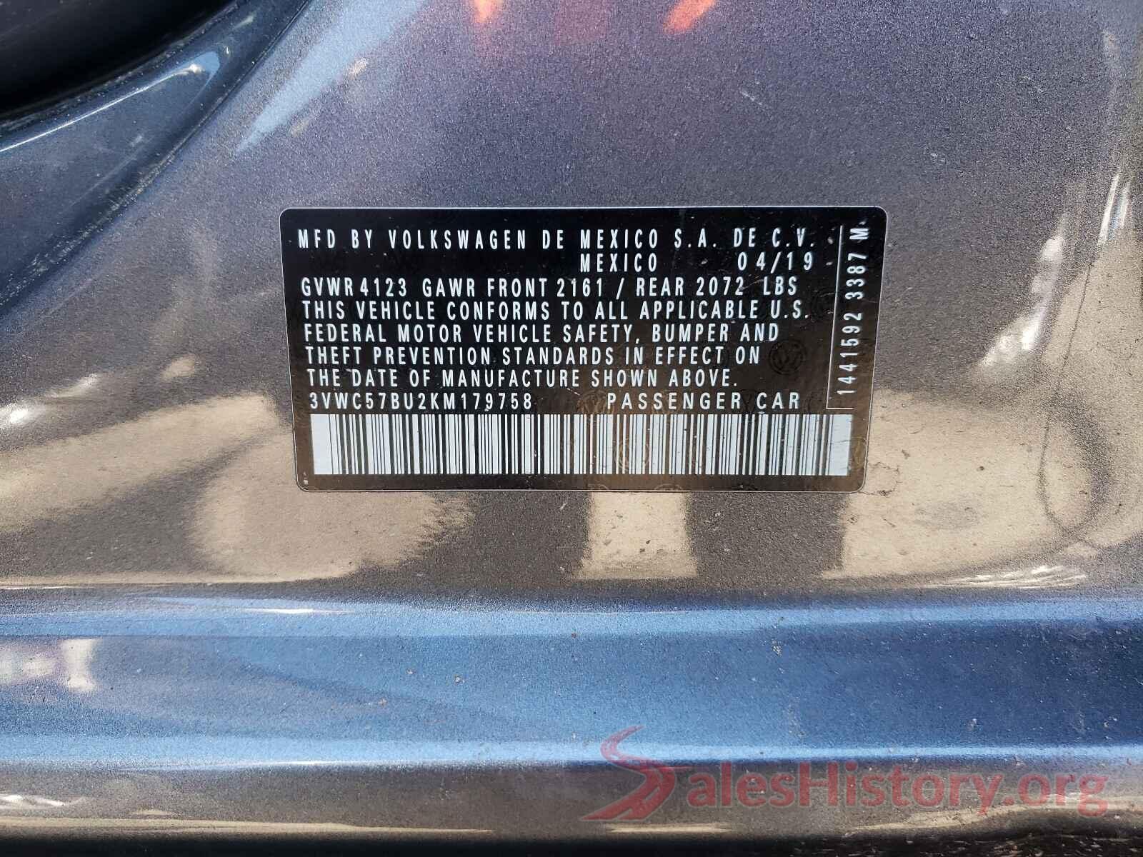 3VWC57BU2KM179758 2019 VOLKSWAGEN JETTA