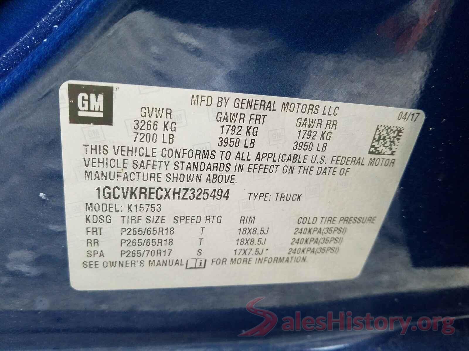 1GCVKRECXHZ325494 2017 CHEVROLET SILVERADO