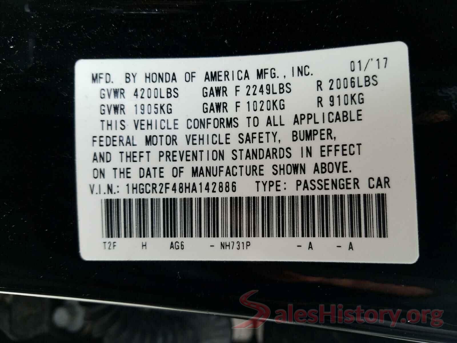 1HGCR2F48HA142886 2017 HONDA ACCORD