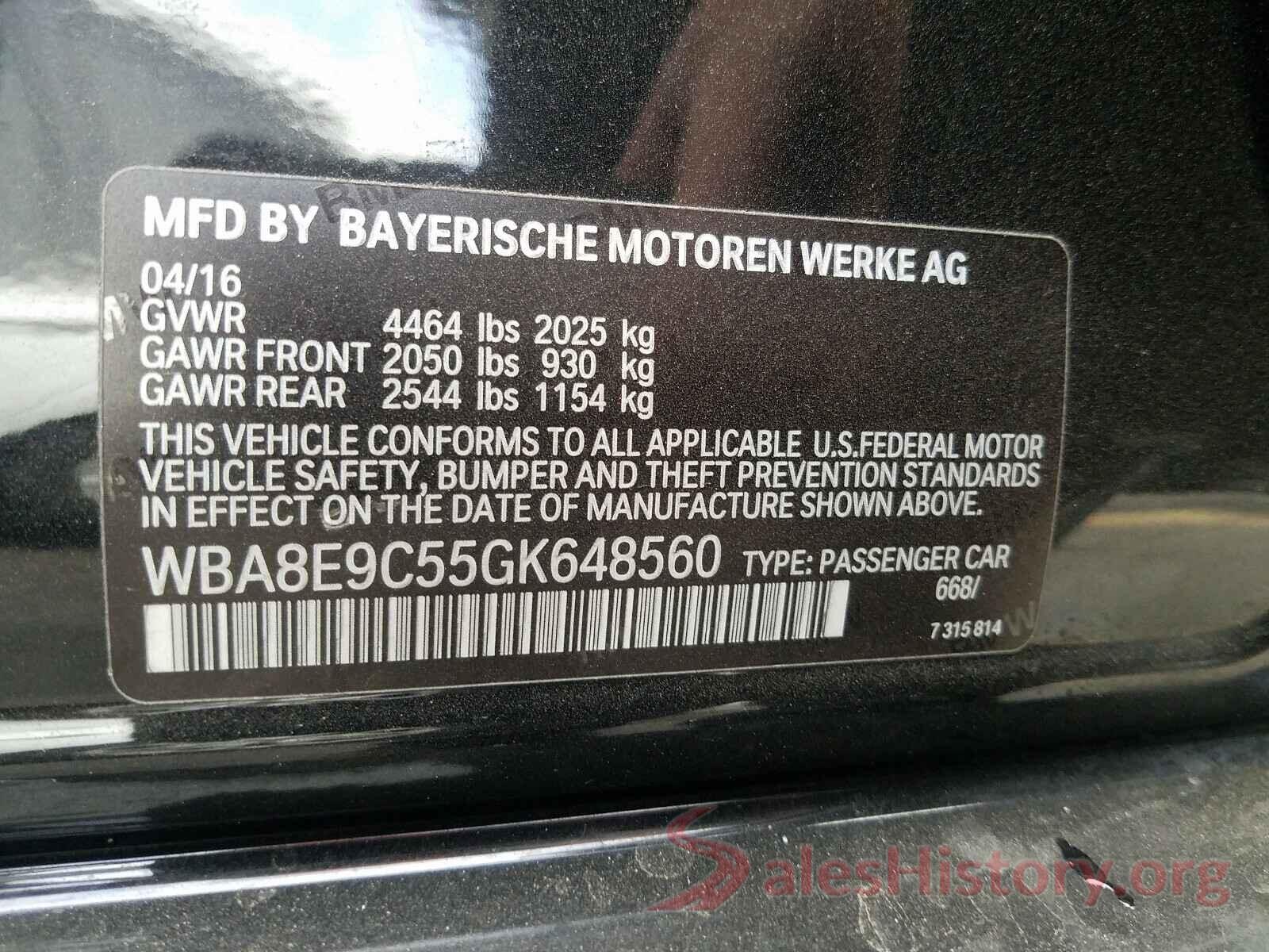 WBA8E9C55GK648560 2016 BMW 3 SERIES