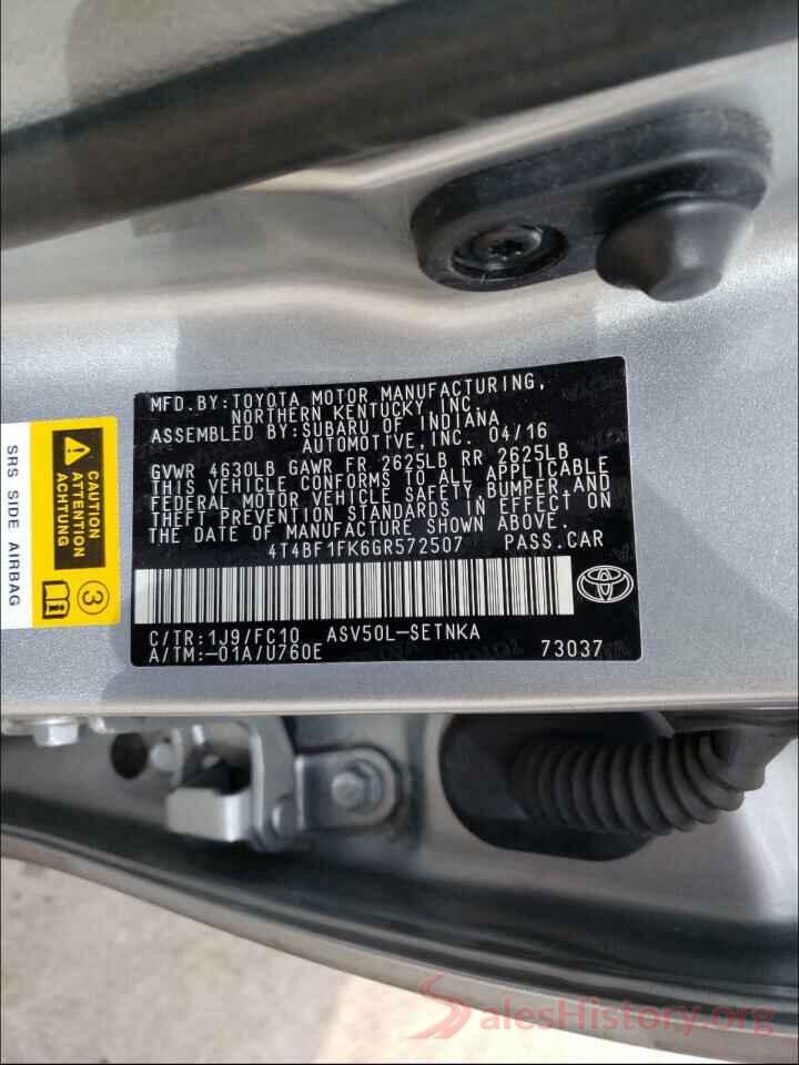 4T4BF1FK6GR572507 2016 TOYOTA CAMRY