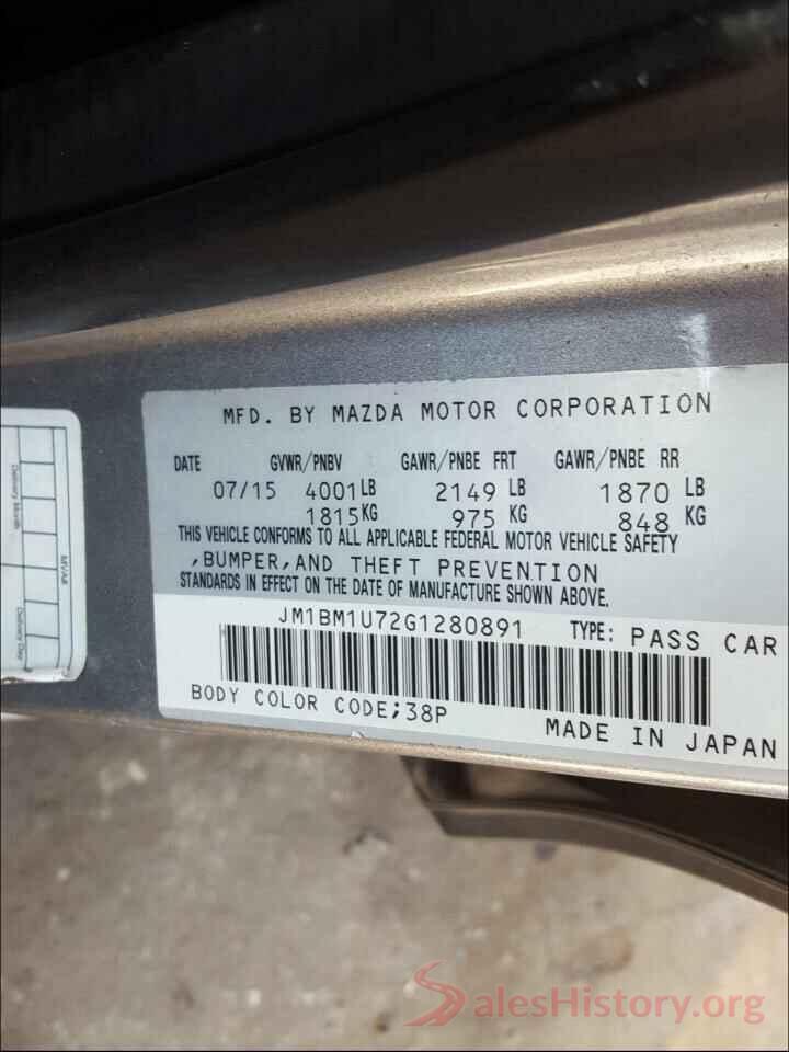 JM1BM1U72G1280891 2016 MAZDA 3