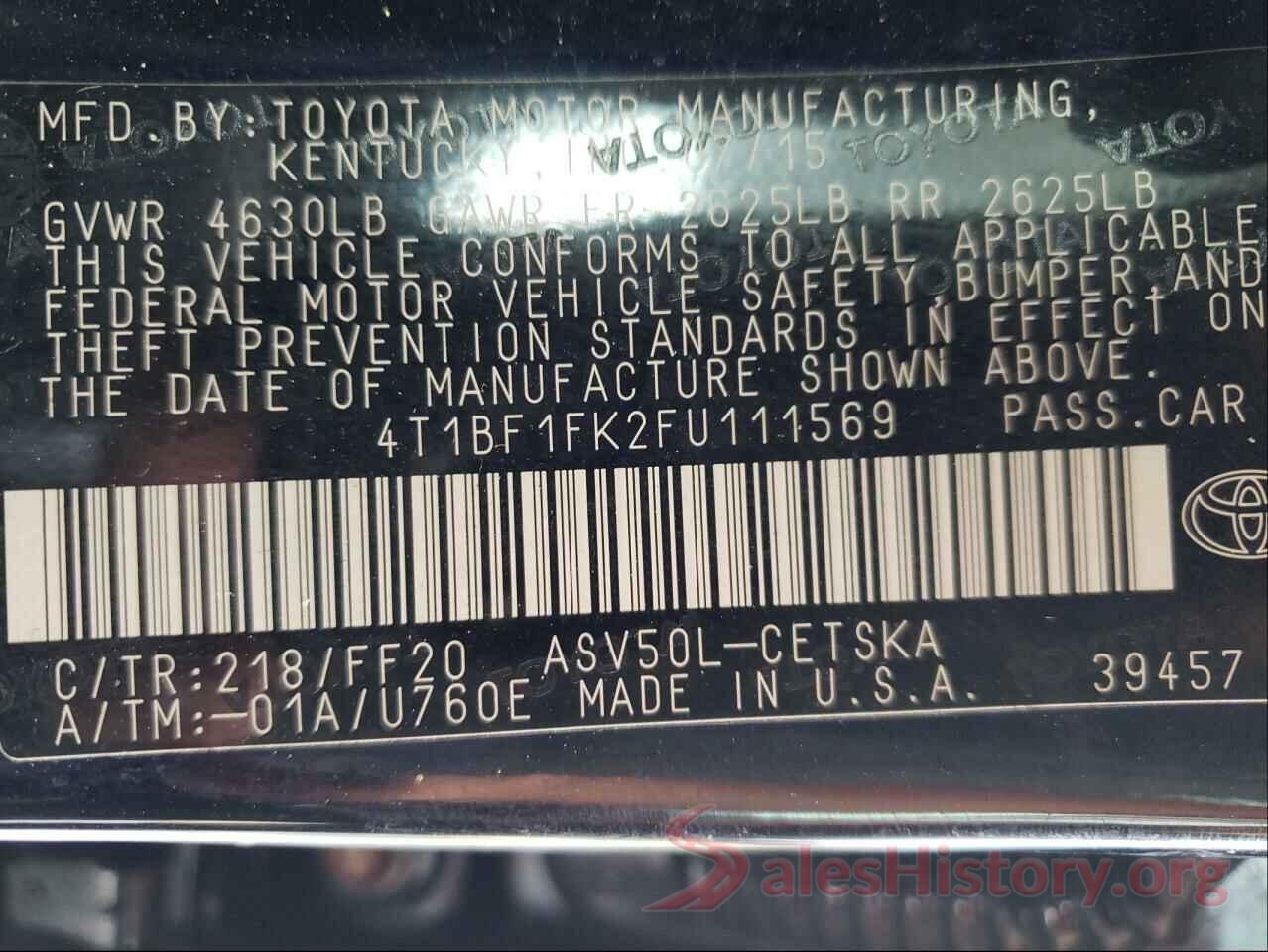 4T1BF1FK2FU111569 2015 TOYOTA CAMRY