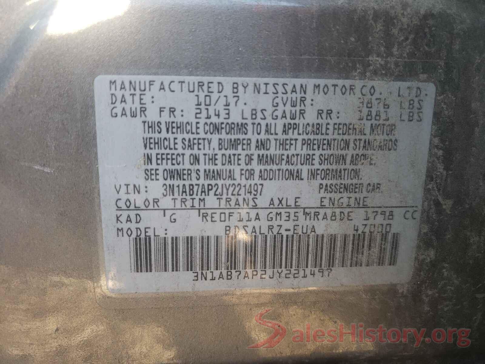 3N1AB7AP2JY221497 2018 NISSAN SENTRA