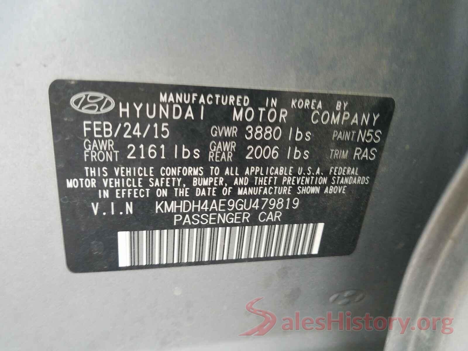 KMHDH4AE9GU479819 2016 HYUNDAI ELANTRA