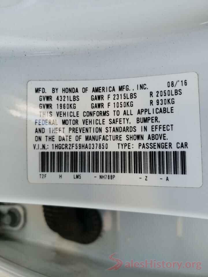 1HGCR2F59HA037850 2017 HONDA ACCORD