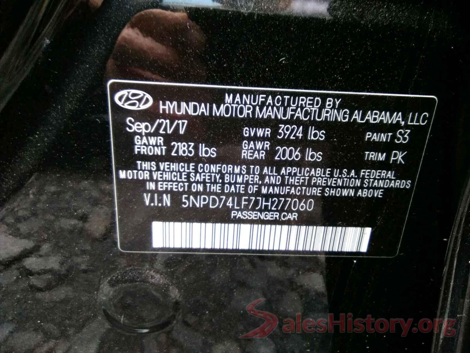 5NPD74LF7JH277060 2018 HYUNDAI ELANTRA