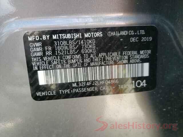 ML32F4FJ2LHF04866 2020 MITSUBISHI MIRAGE