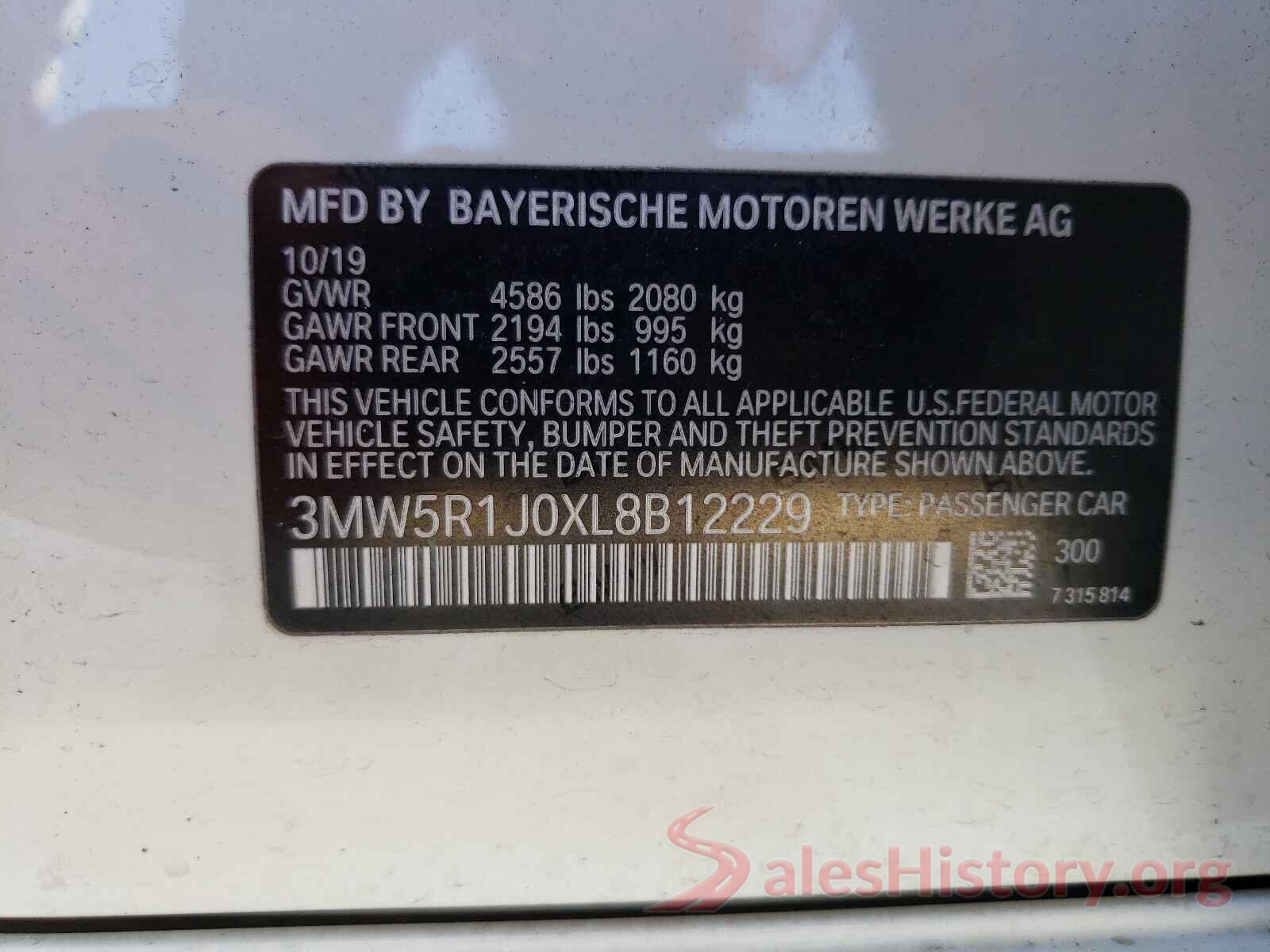 3MW5R1J0XL8B12229 2020 BMW 3 SERIES