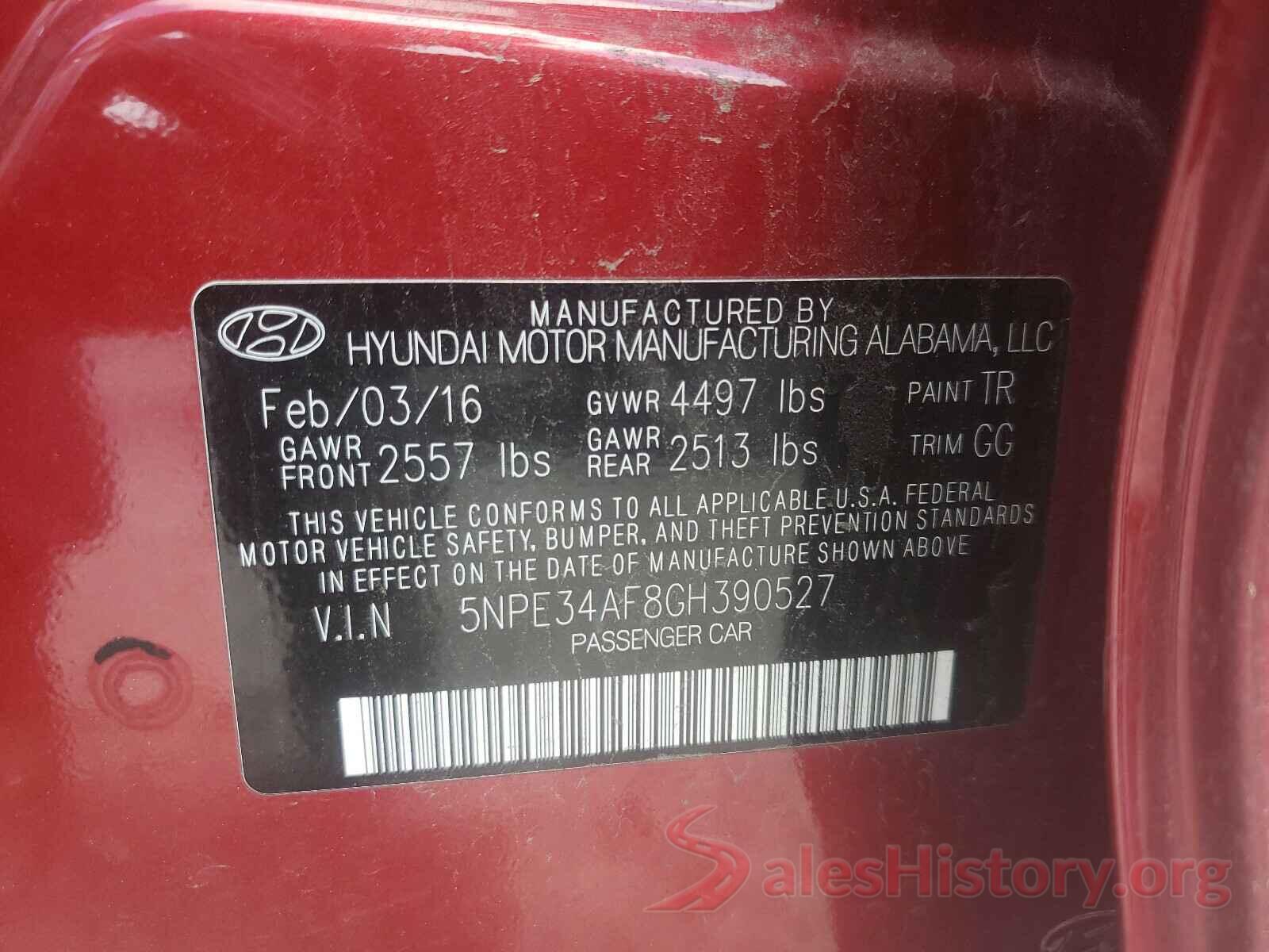 5NPE34AF8GH390527 2016 HYUNDAI SONATA