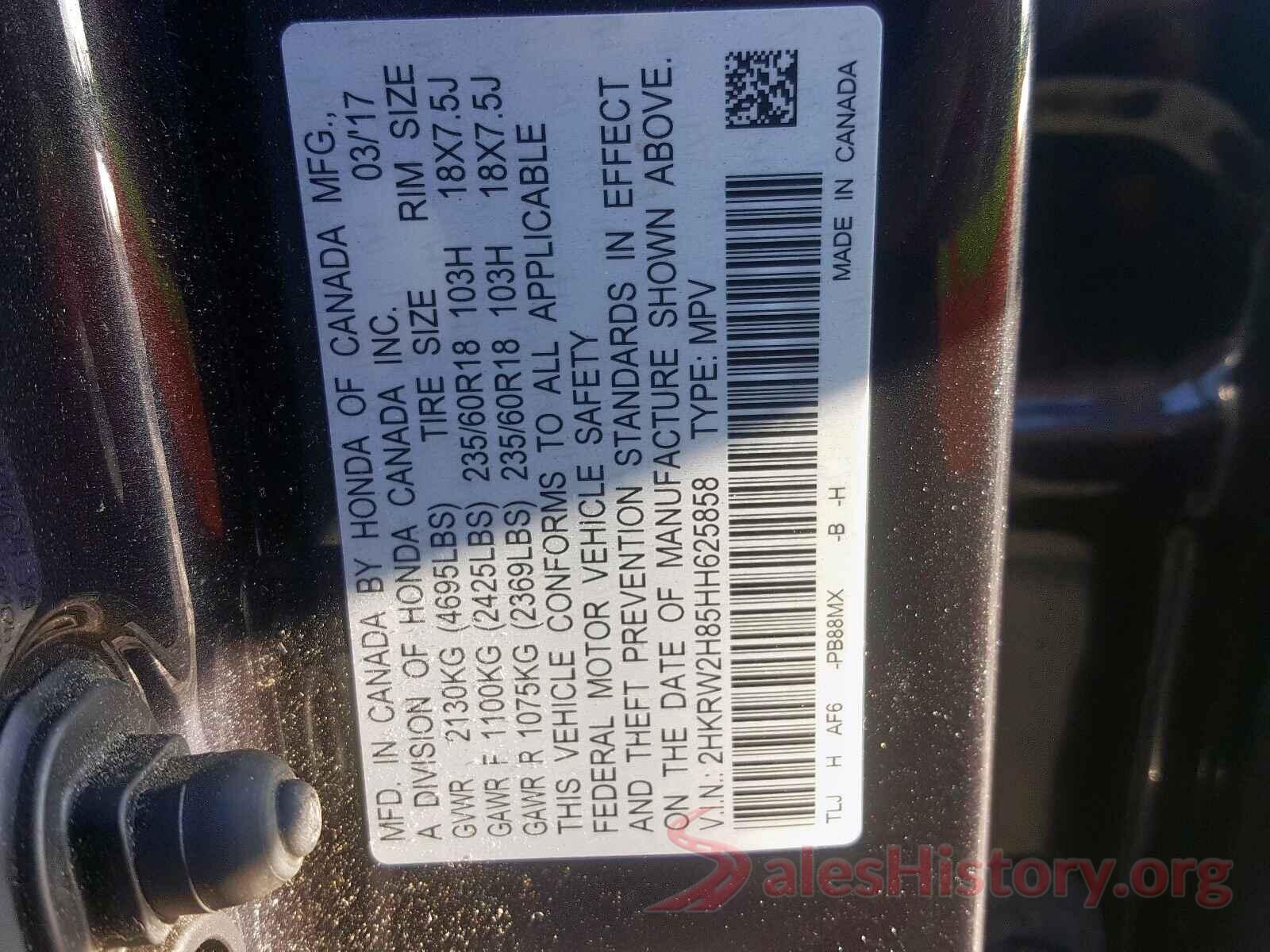 2HKRW2H85HH625858 2017 HONDA CR-V EXL