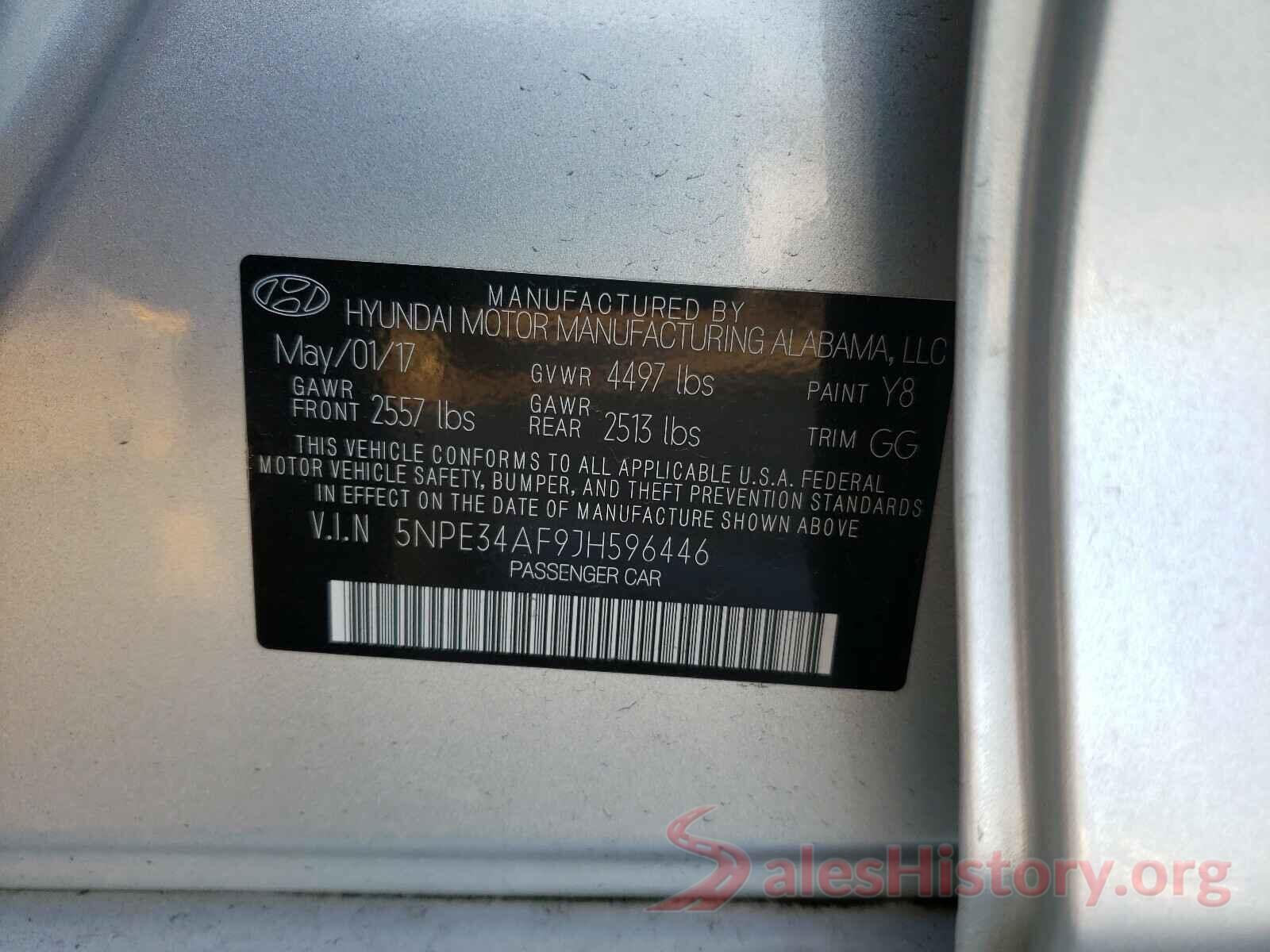 5NPE34AF9JH596446 2018 HYUNDAI SONATA