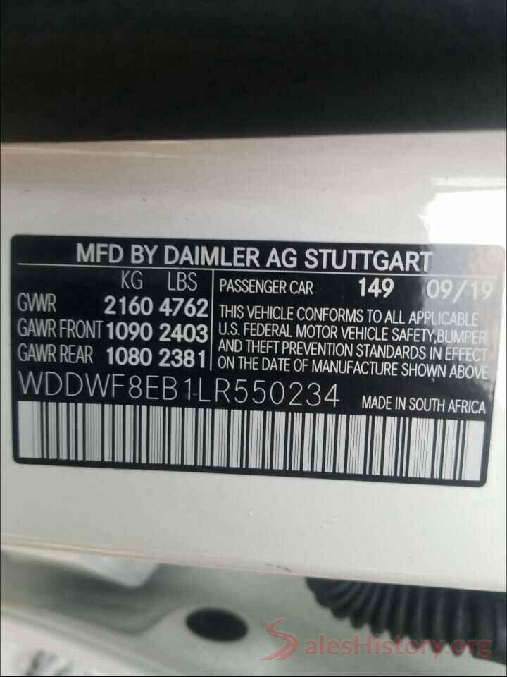 WDDWF8EB1LR550234 2020 MERCEDES-BENZ C CLASS