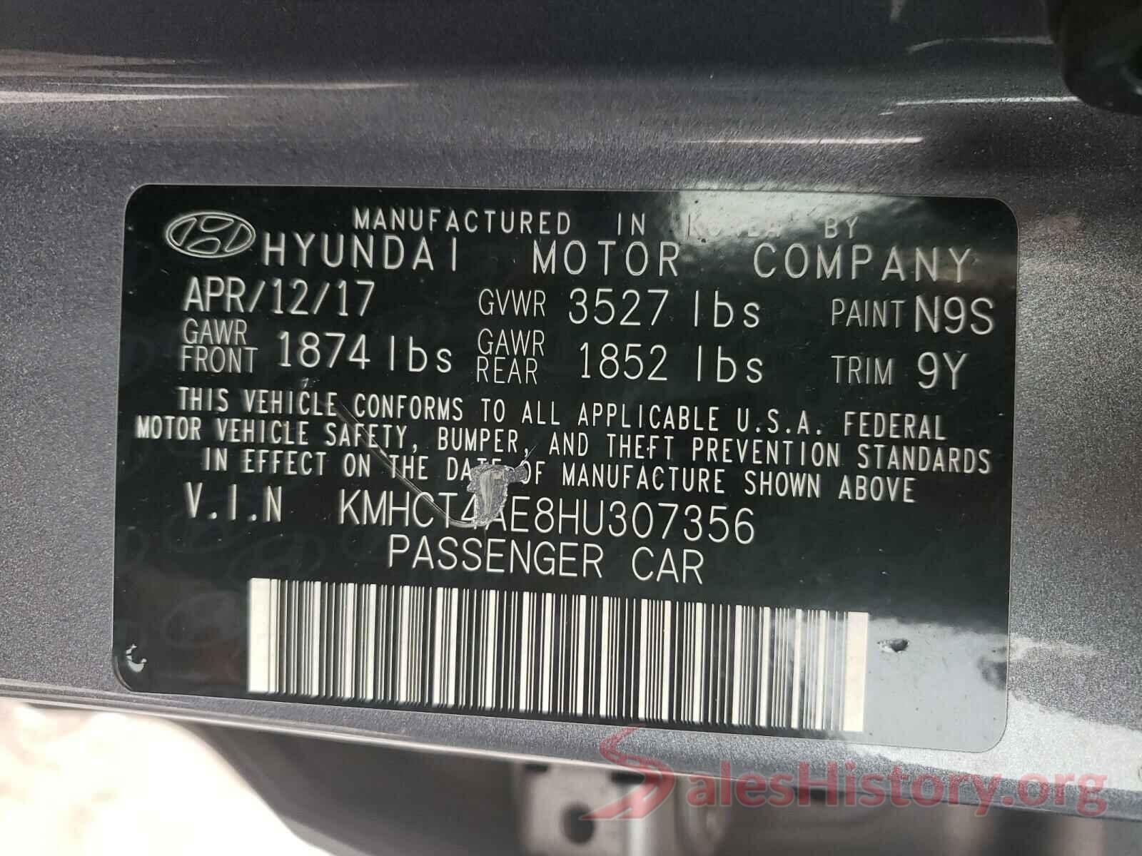 KMHCT4AE8HU307356 2017 HYUNDAI ACCENT