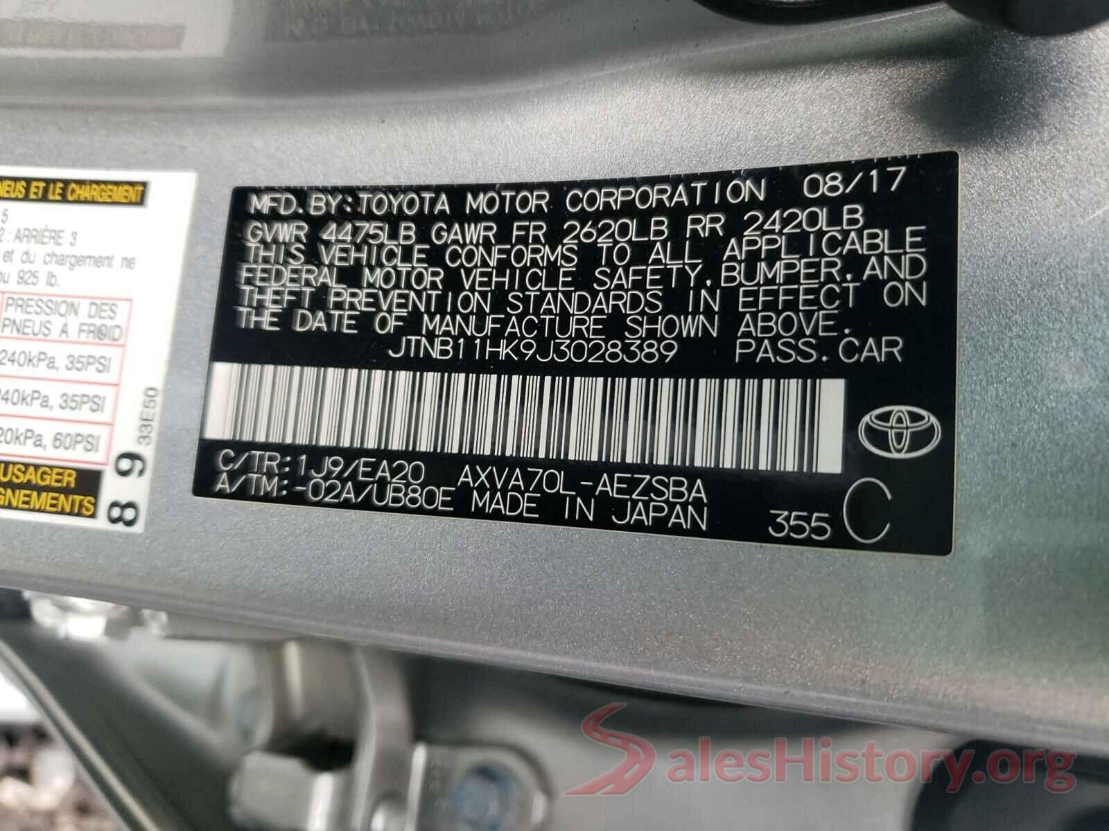 JTNB11HK9J3028389 2018 TOYOTA CAMRY