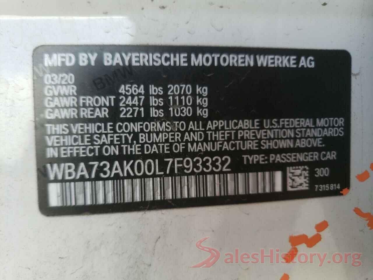 WBA73AK00L7F93332 2020 BMW 2 SERIES