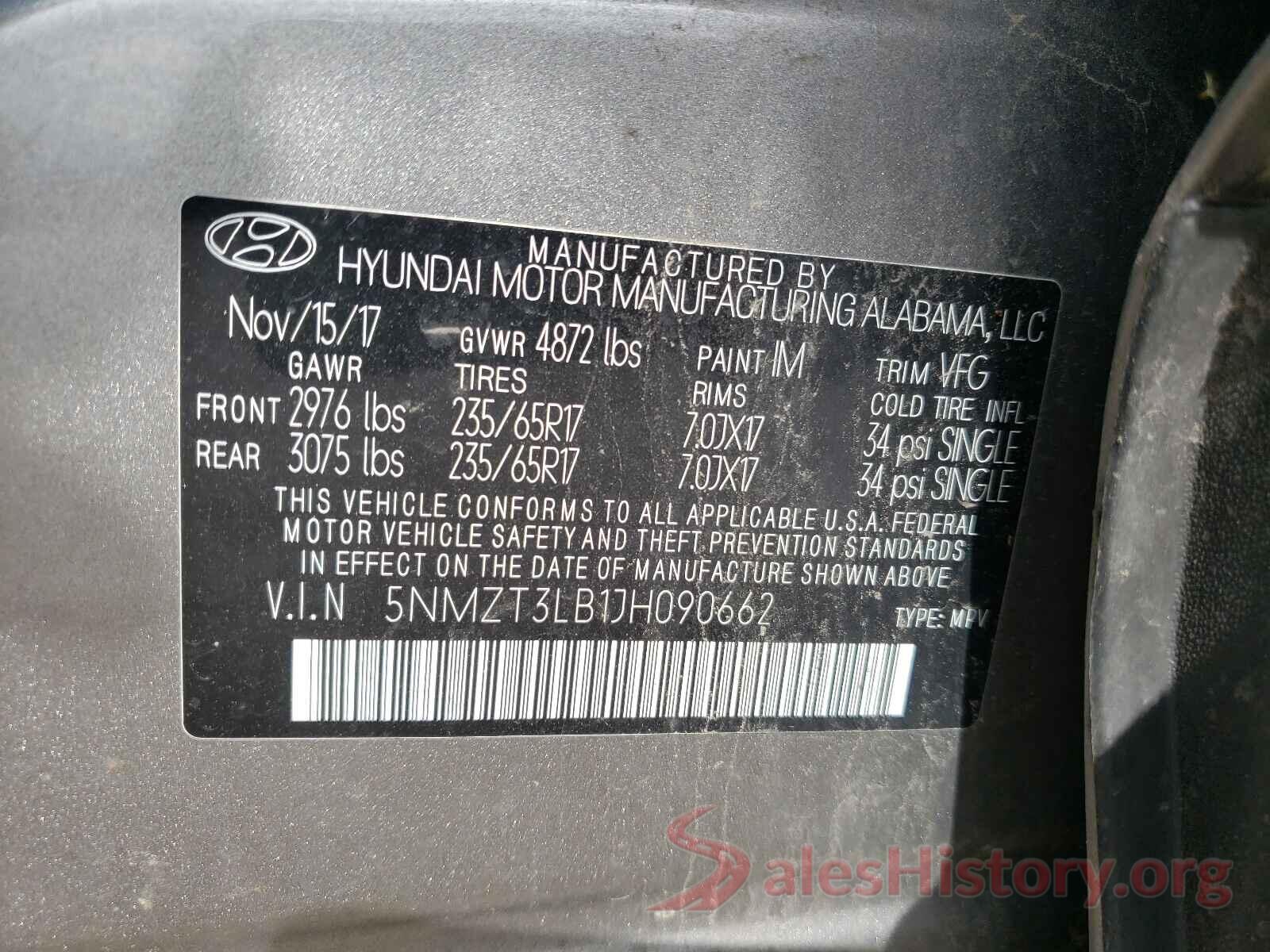 5NMZT3LB1JH090662 2018 HYUNDAI SANTA FE