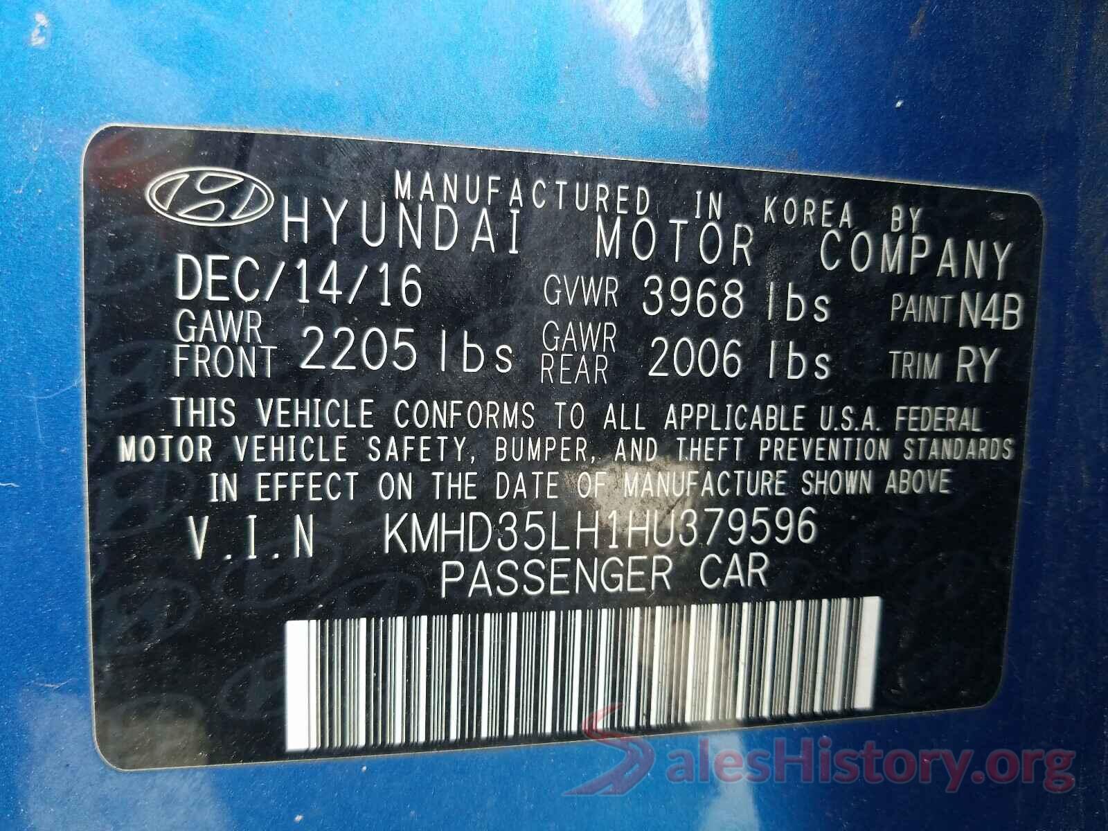 KMHD35LH1HU379596 2017 HYUNDAI ELANTRA