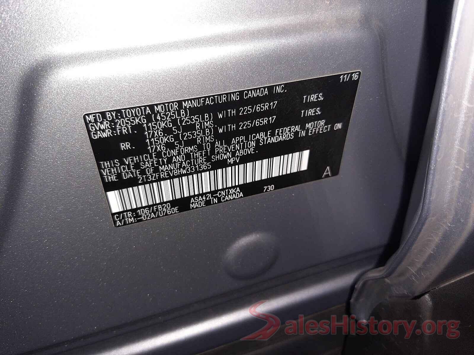 2T3ZFREV8HW331365 2017 TOYOTA RAV4