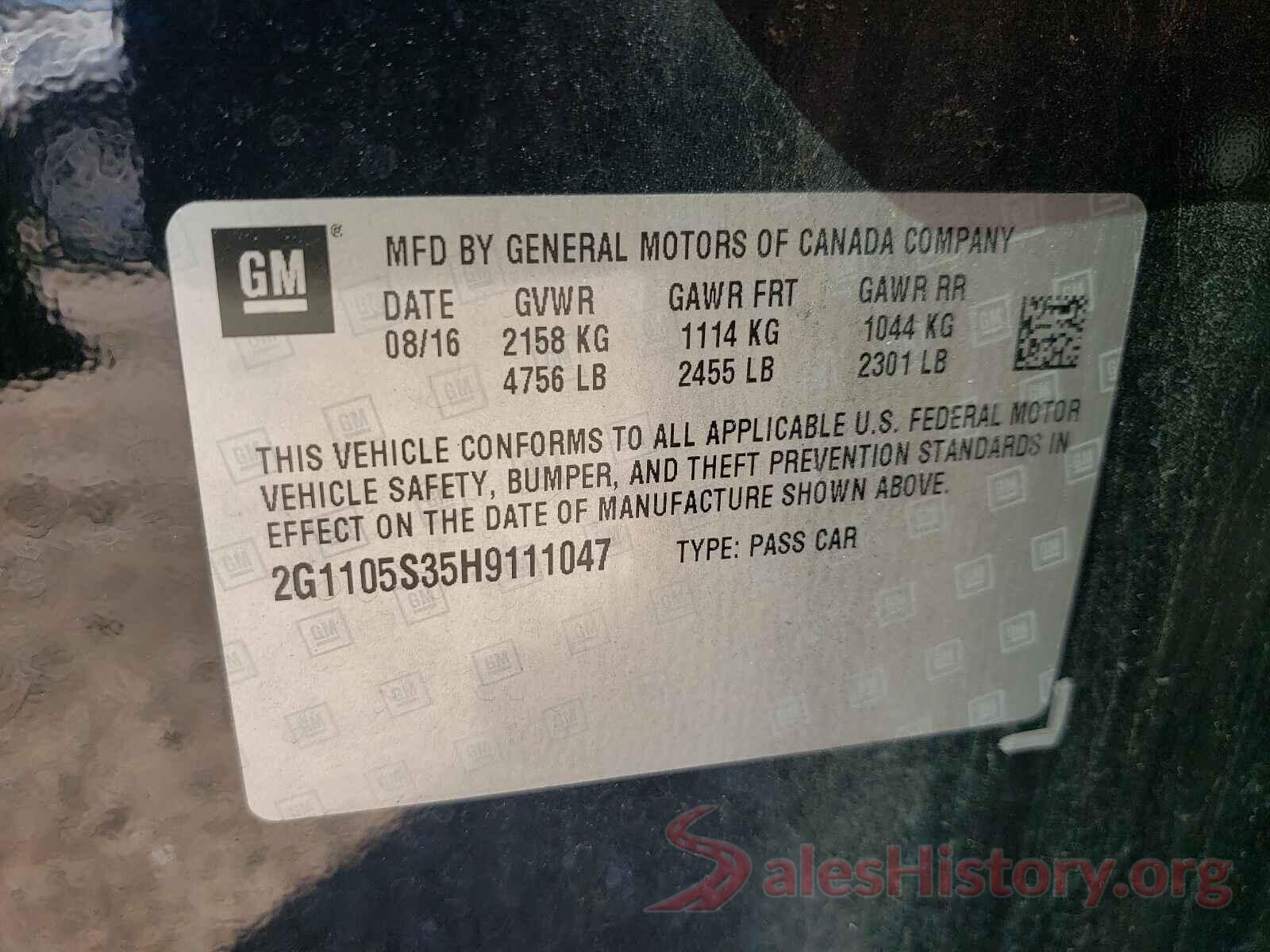 2G1105S35H9111047 2017 CHEVROLET IMPALA