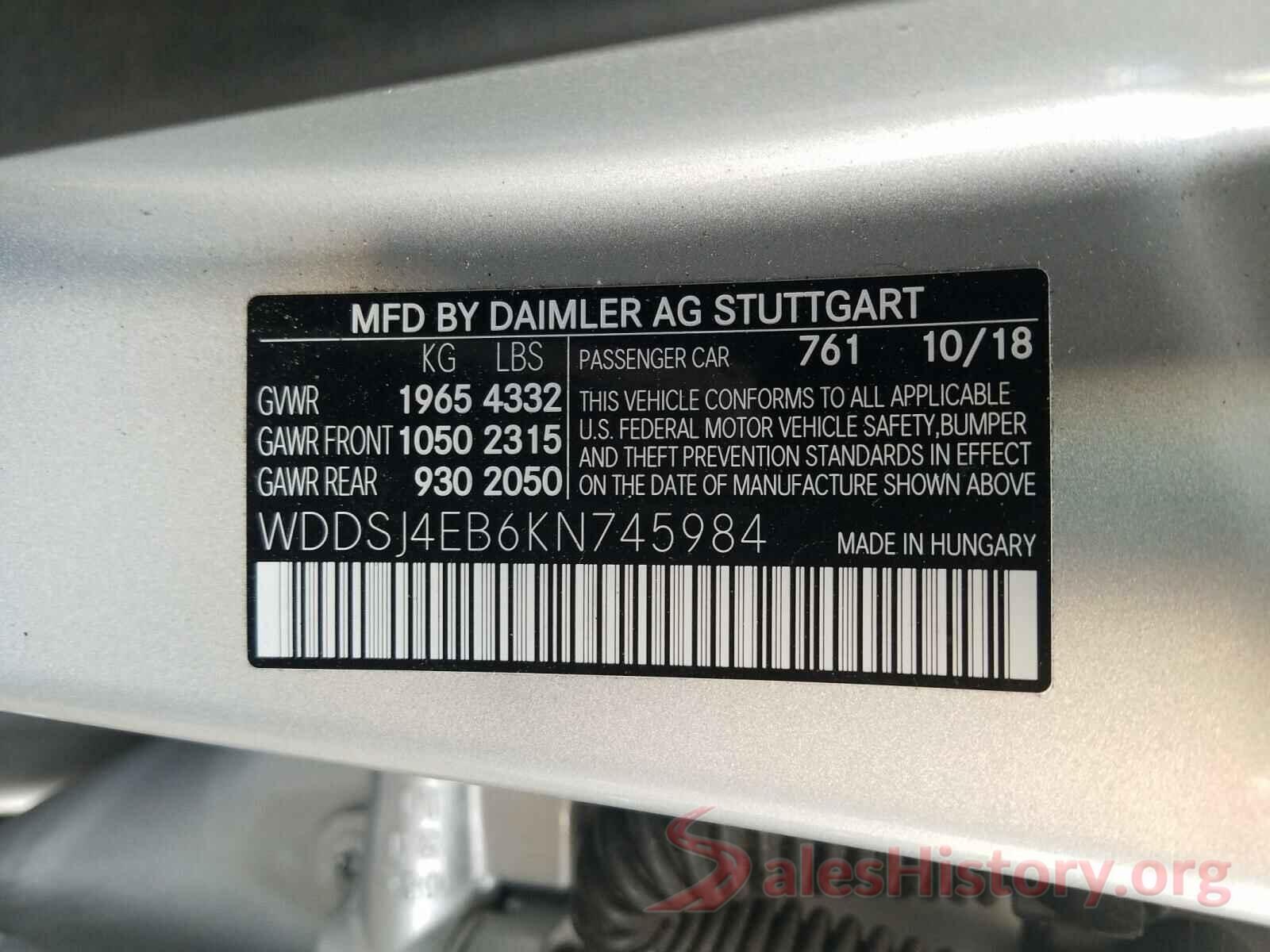 WDDSJ4EB6KN745984 2019 MERCEDES-BENZ C CLASS