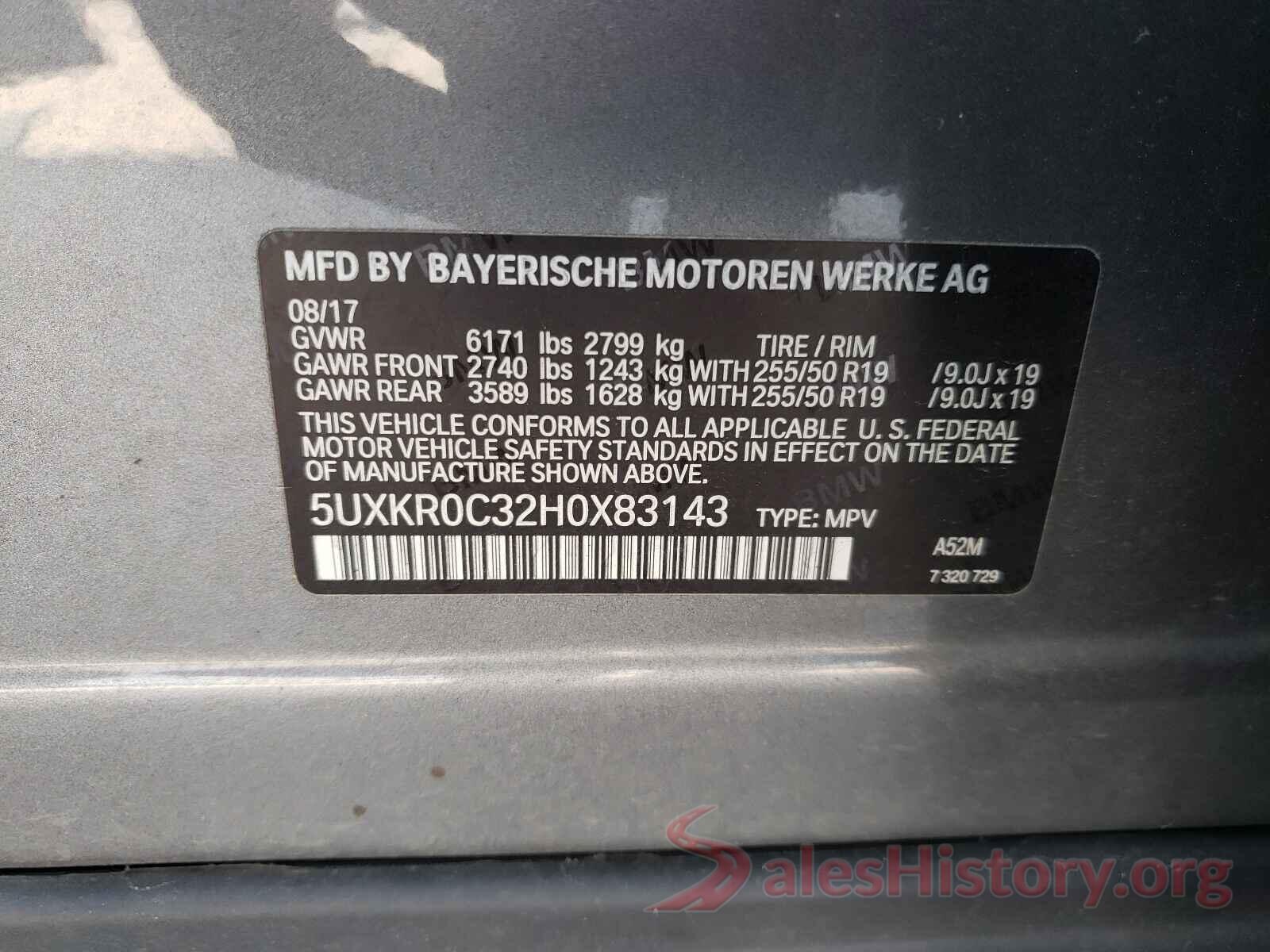 5UXKR0C32H0X83143 2017 BMW X5