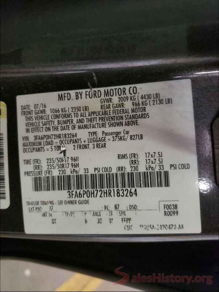 3FA6P0H72HR183264 2017 FORD FUSION